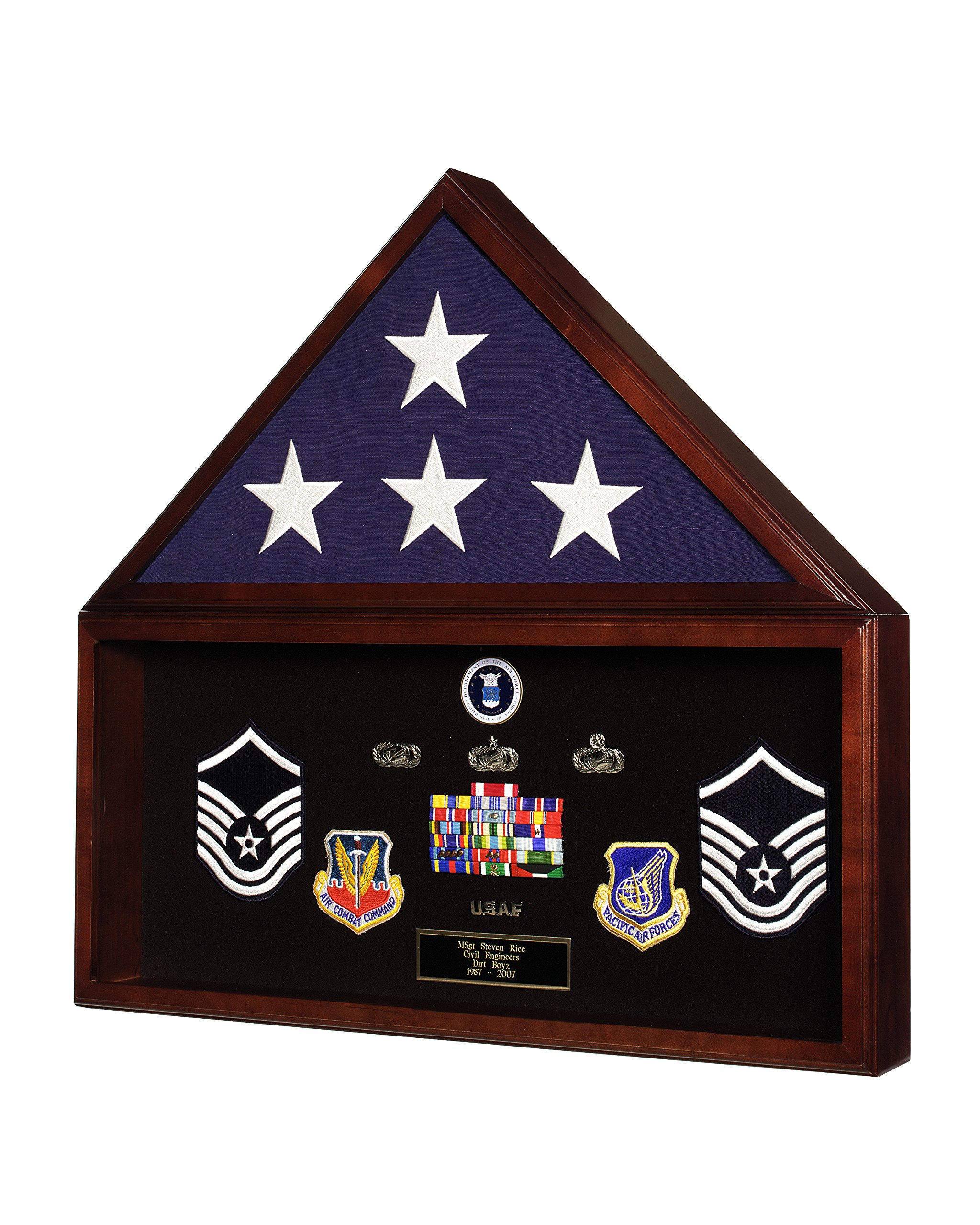 Military Retirement Shadow Box & Memorial American Flag Display Case - Handcrafted in USA | Perfect for Veterans, Memorials & Patriotic Home Decor