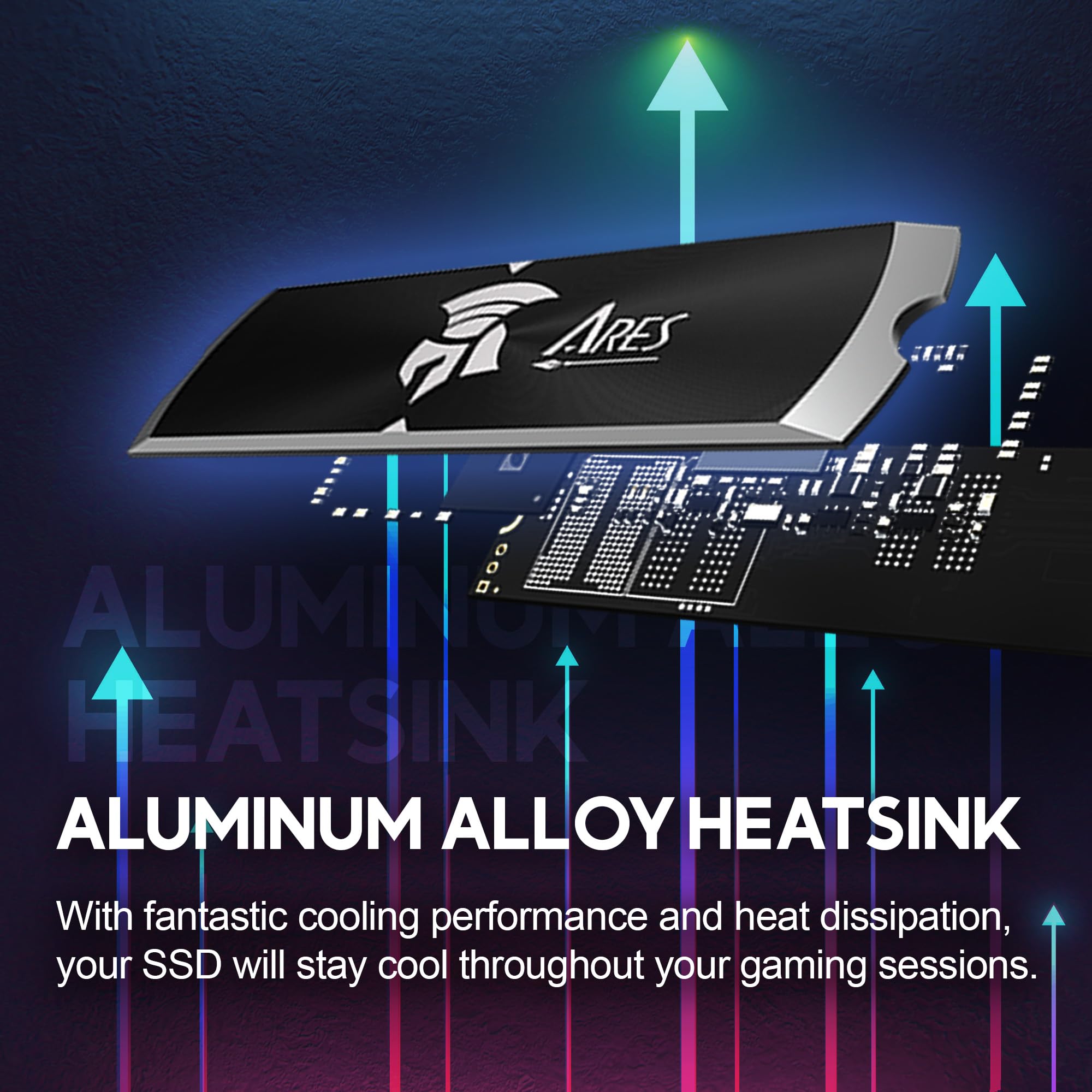 High-Speed DATO ARES Dark Sword 2TB NVMe PCIe Gen4 M.2 SSD with Heatsink - 7200MB/s Read, 6850MB/s Write - Compatible with PS5 & PC Gaming, Video Editing, Workstation - Internal Solid State Drive (2280) for Ultimate Performance