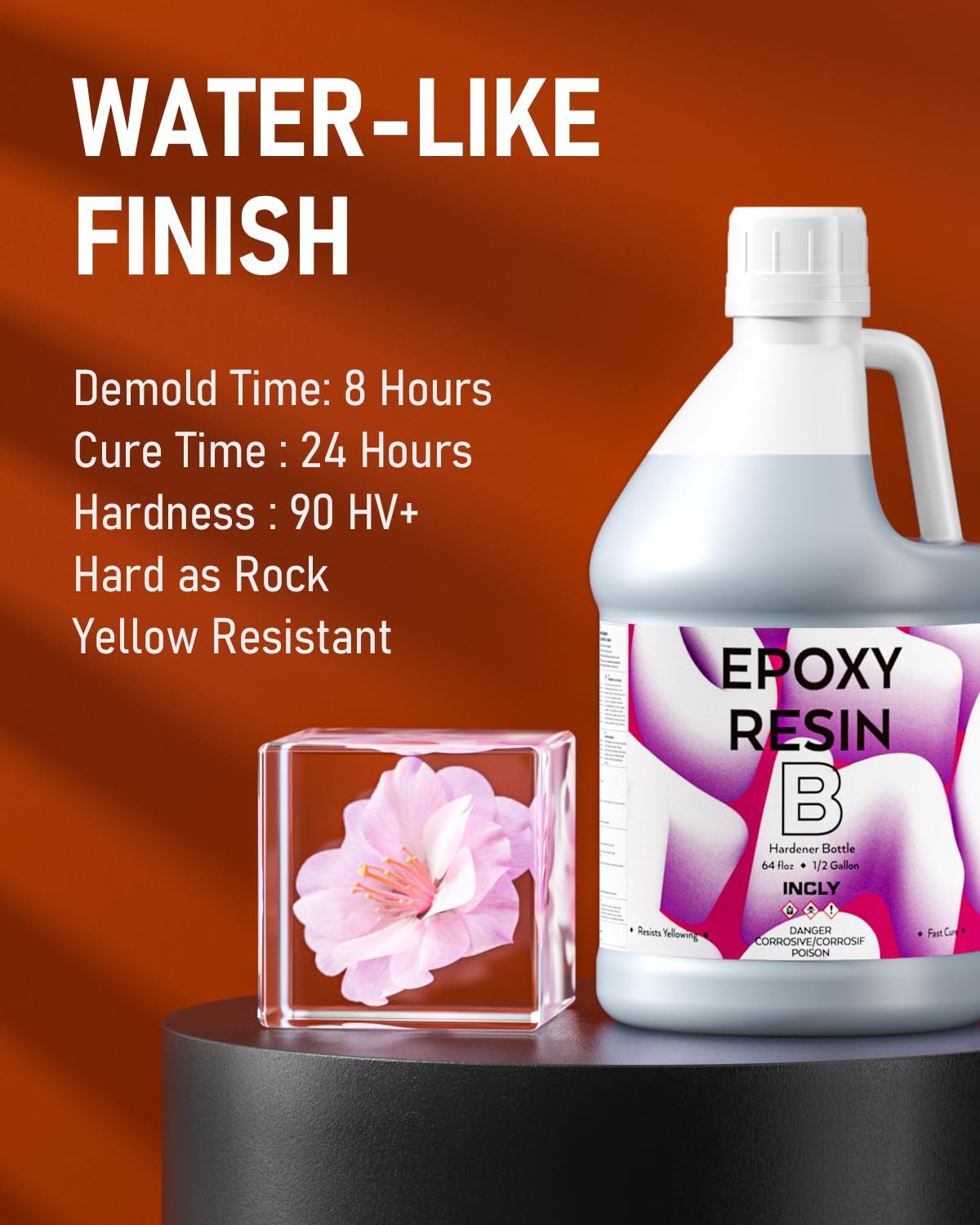 INCLY 1 Gallon Epoxy Resin Kit - Crystal Clear, Bubble-Free, UV Resistant, Food Safe for Coating & Casting | Perfect for Table Tops, Wood Finishing, Jewelry Making, Mica Pigment Art & DIY Crafts | 1:1 Mix Ratio | Ideal for Home Decor, Countertops & Creative Projects