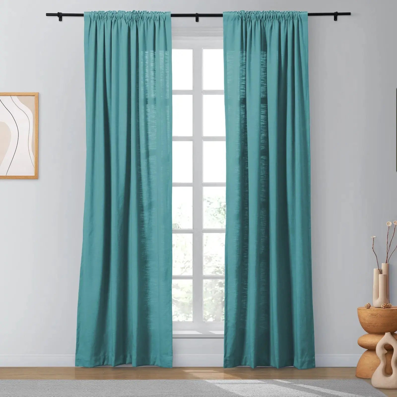 Isabella Heavyweight Cotton Blackout Curtains - Soft Top Thermal Insulated Drapes for Living Room & Bedroom - Noise Reducing & Energy Saving Window Treatments