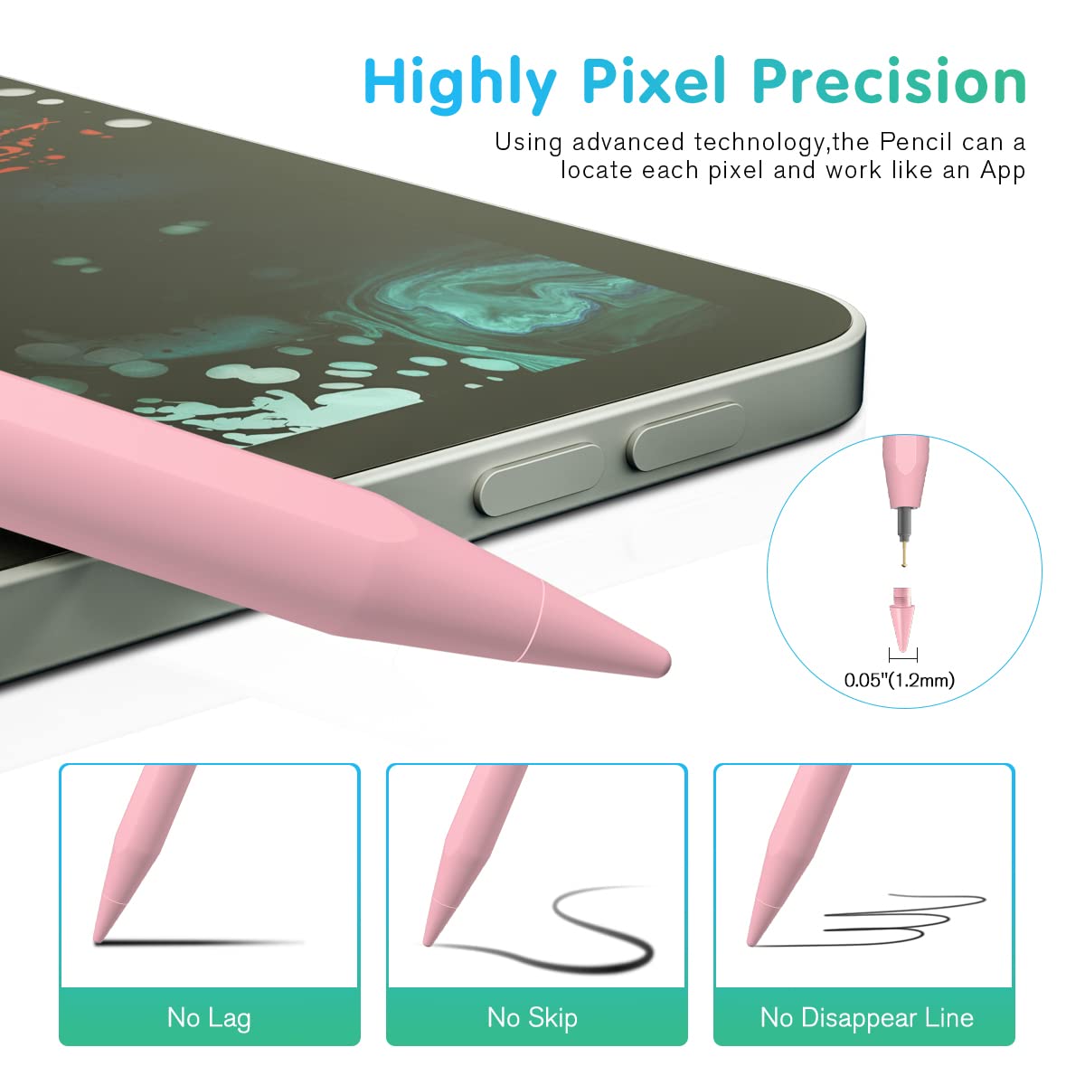 Premium Stylus Pen for iPad 10th & 9th Generation - Active Pencil with Palm Rejection Technology | Compatible with 2018-2023 iPad Models (10/9/8/7/6th Gen, iPad Pro 12.9