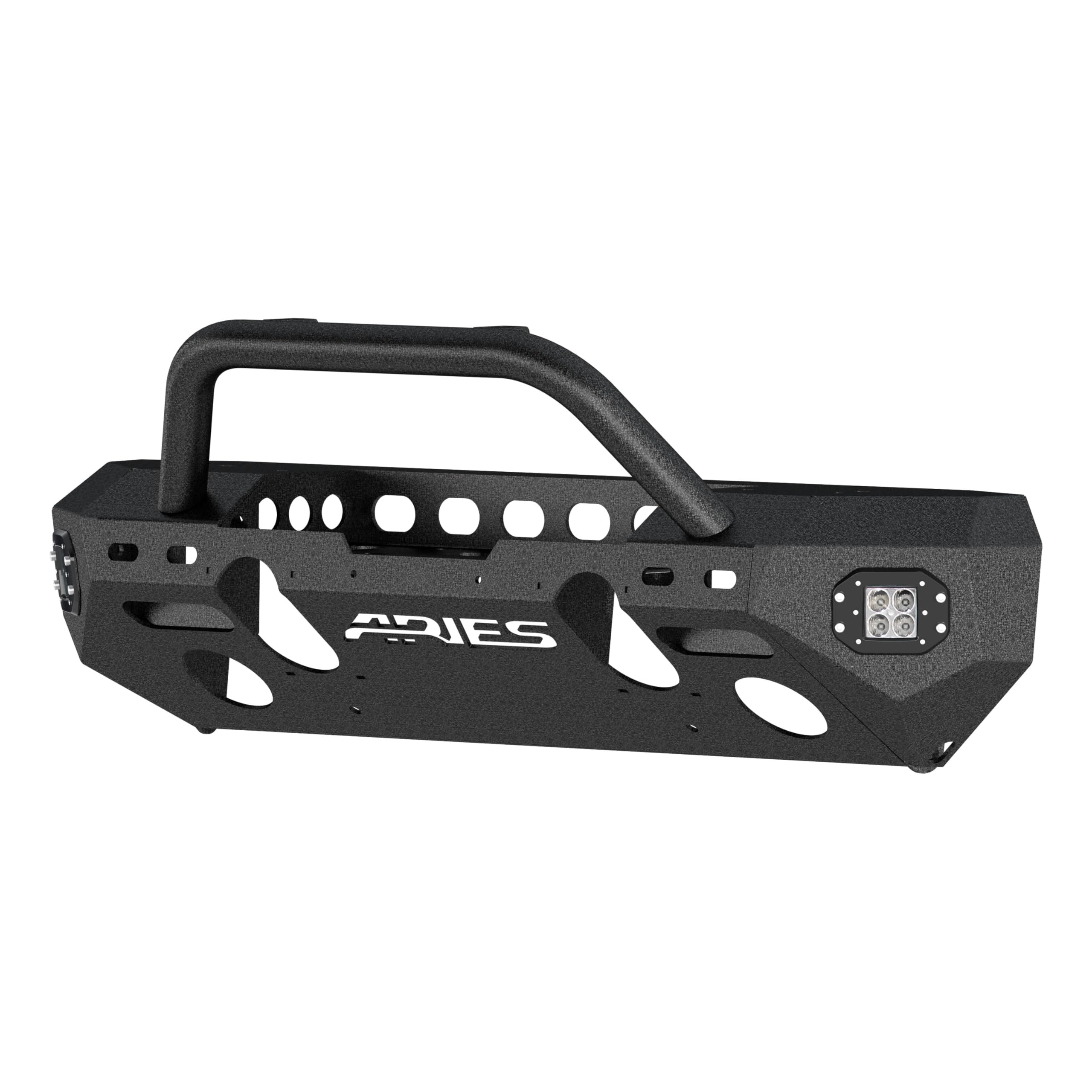 Aries Black Aluminum Front Bumper with LED Lights for Jeep Wrangler JL & Gladiator - Off-Road Adventure