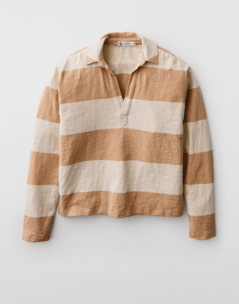 Mara Slub Polo Shirt for Men - Classic Biscuit Stripe Casual Wear | Perfect for Office, Outings & Summer Fashion