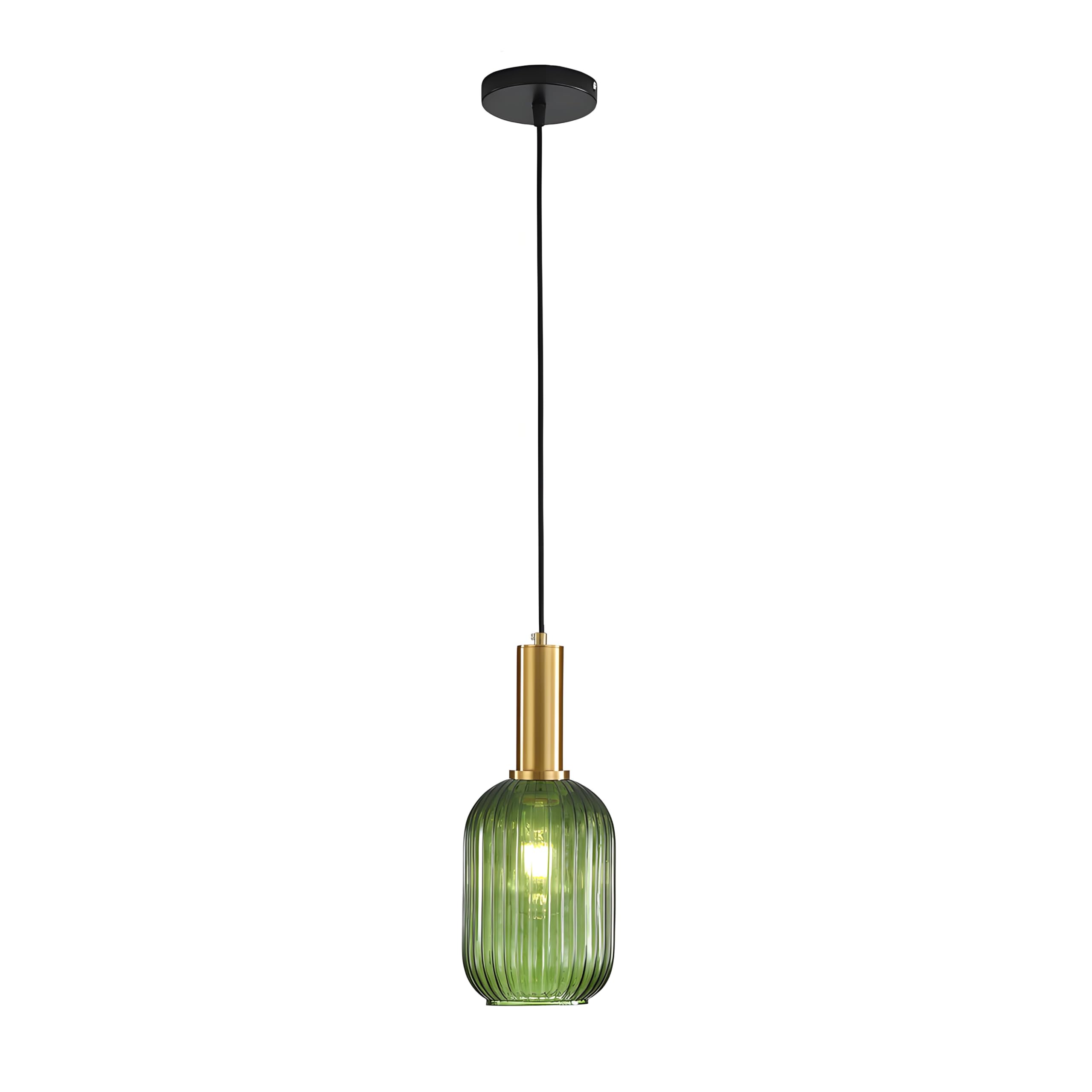 Modern Farmhouse Striped Glass Pendant Light with Gold Socket - 5.12