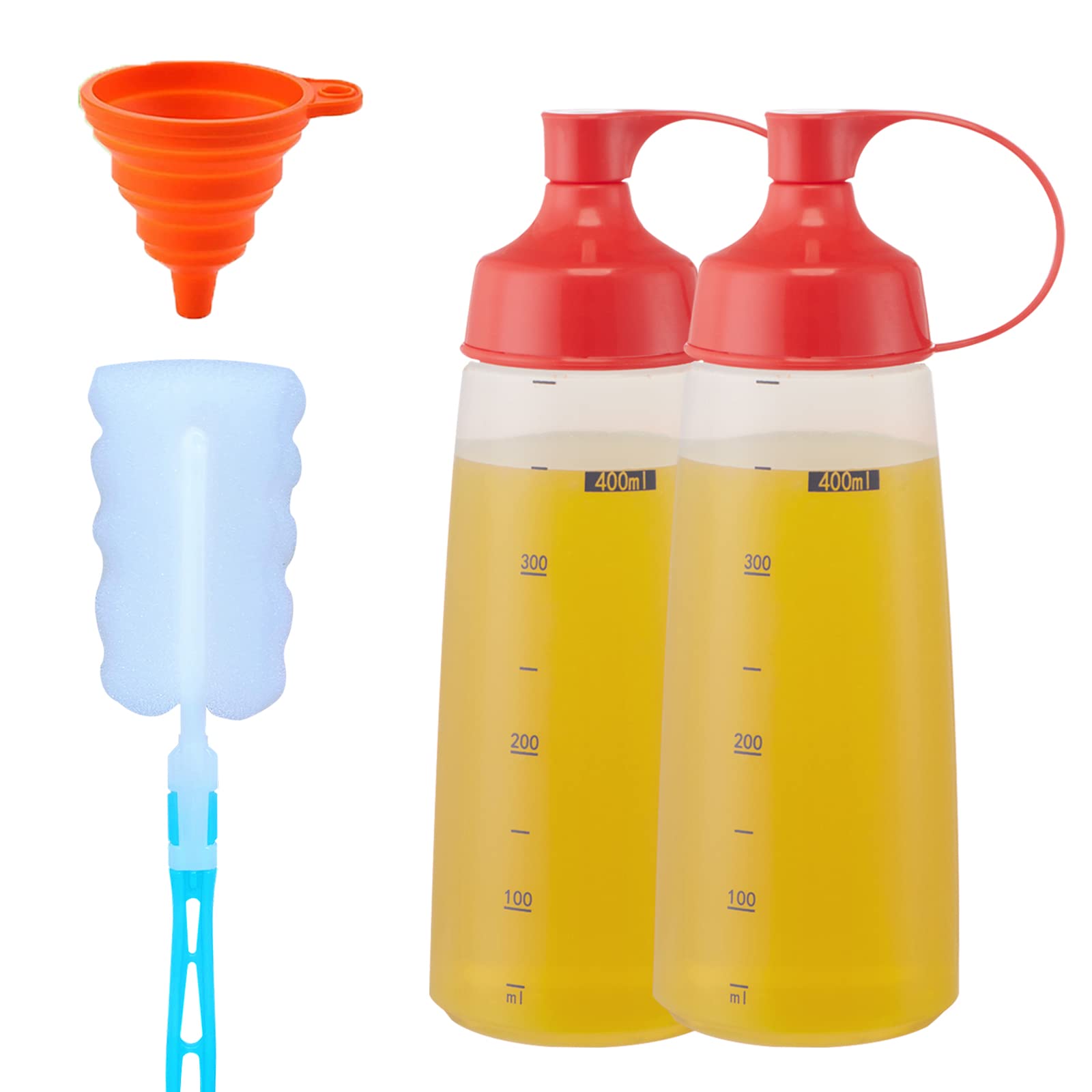 13 oz Plastic Condiment Squeeze Bottles (2-Pack) - Wide Mouth Sauce Dispenser for Ketchup, Mustard, Pancake Batter, Icing & Salad Dressing - Perfect for Kitchen, BBQ, Griddle Cooking & Food Prep