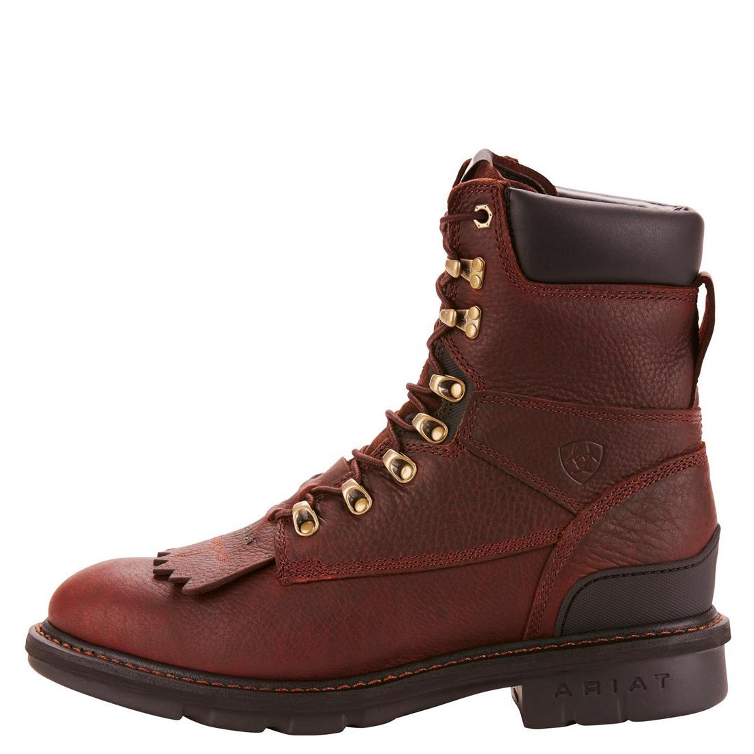 Hermosa XR 8 Inch Soft Toe Work Boots for Men - Comfortable Redwood Leather Safety Shoes - Perfect for Construction, Hiking & Outdoor Work