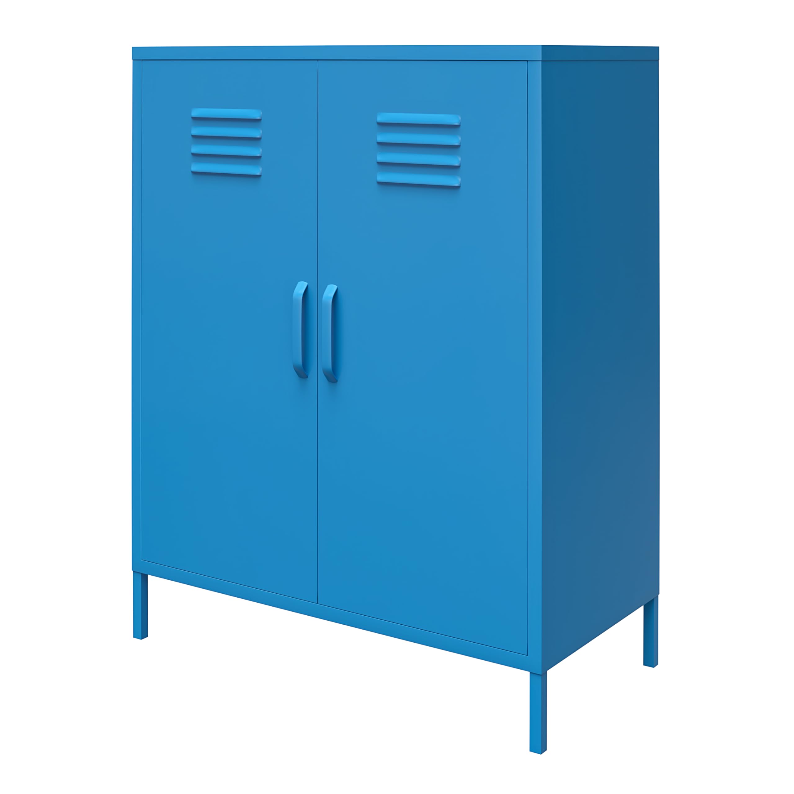 Novogratz Cache 2-Door Metal Locker Storage Cabinet in Blue - Stylish Home & Office Organization Solution for Bedroom, Dorm, or Entryway