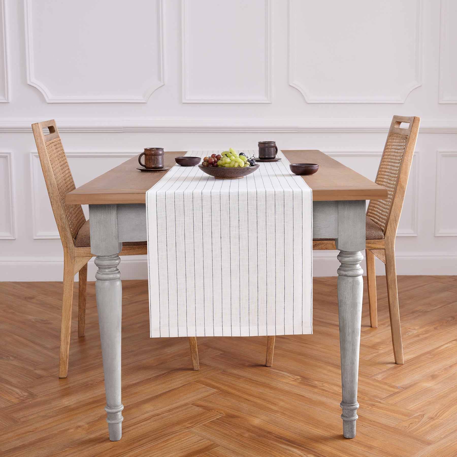 Elegant Pinstripe Table Runner - 16 Inch & 18 Inch Wide Options for Dining Table Decor | Perfect for Weddings, Parties & Holiday Tablescapes