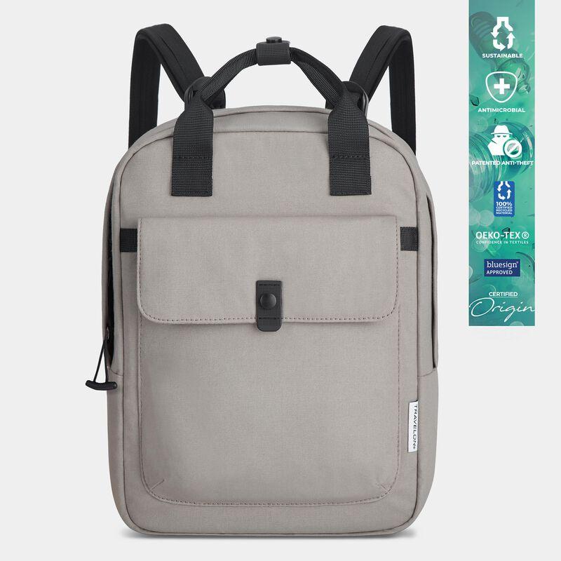 Travelon Origin Sustainable Antimicrobial Anti-Theft Small Backpack - Lightweight & Secure Daypack for Commuting, Travel & Outdoor Adventures