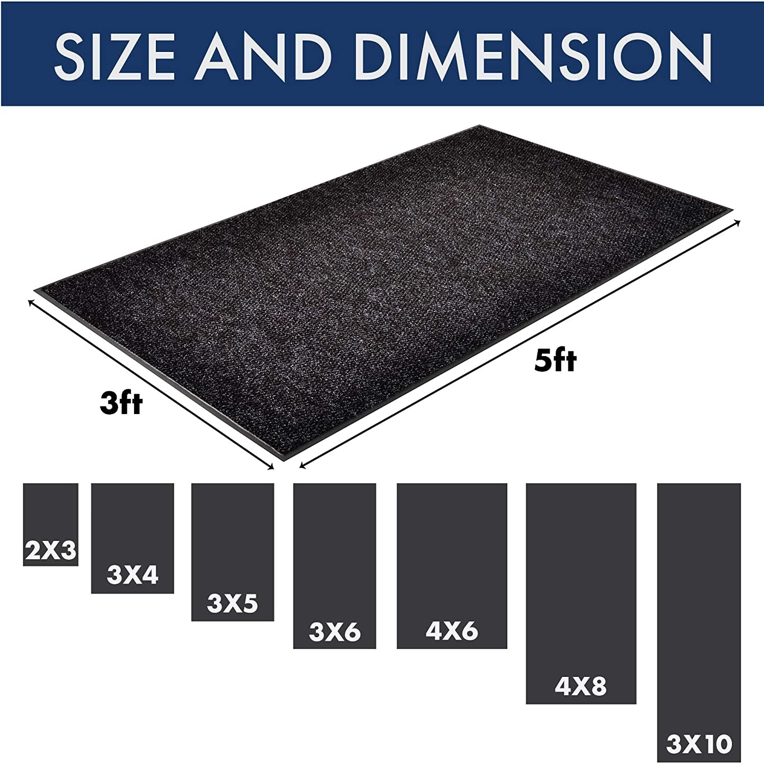 Notrax 136 Polynib Entrance Mat 4' x 6' Charcoal - Heavy Duty Doormat for Home, Office, School & Commercial Use - Water Absorbent, Dirt Trapping Floor Mat for High Traffic Areas