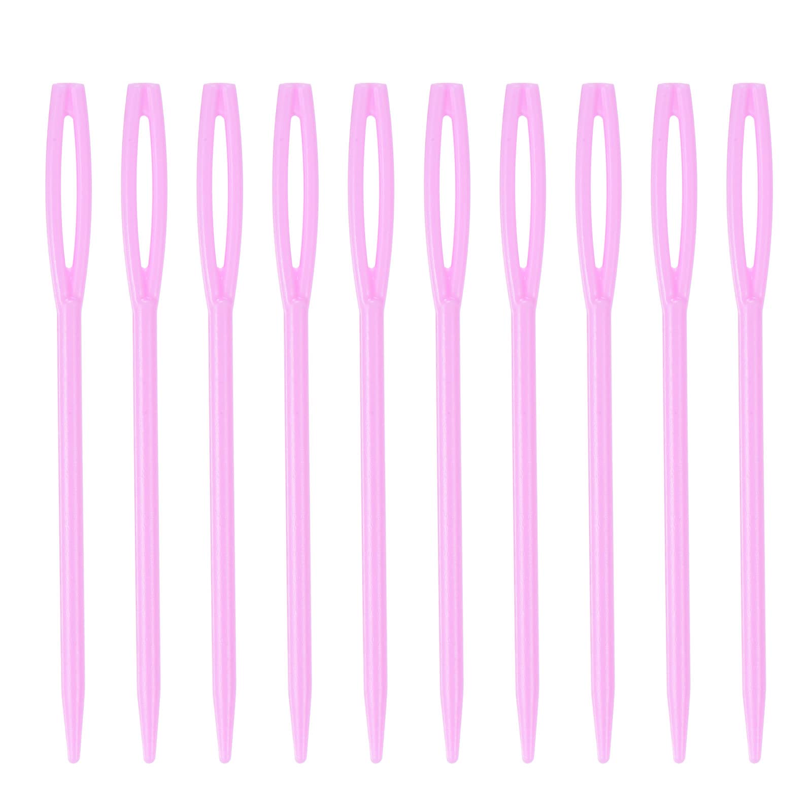HARFINGTON 200pcs Plastic Sewing Needles - 7cm Large Eye Blunt Needles for Handmade Crafts, DIY Sewing & Stitching Projects (Pink) | Perfect for Beginners, Kids & Fabric Arts