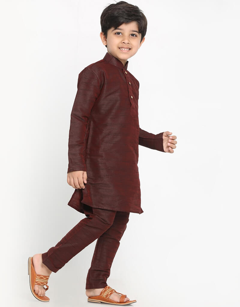 Premium Brown Kurta Pajama Set - 100% Authentic Dhupion Silk - Traditional Indian Ethnic Wear for Men - Perfect for Weddings, Festivals & Special Occasions