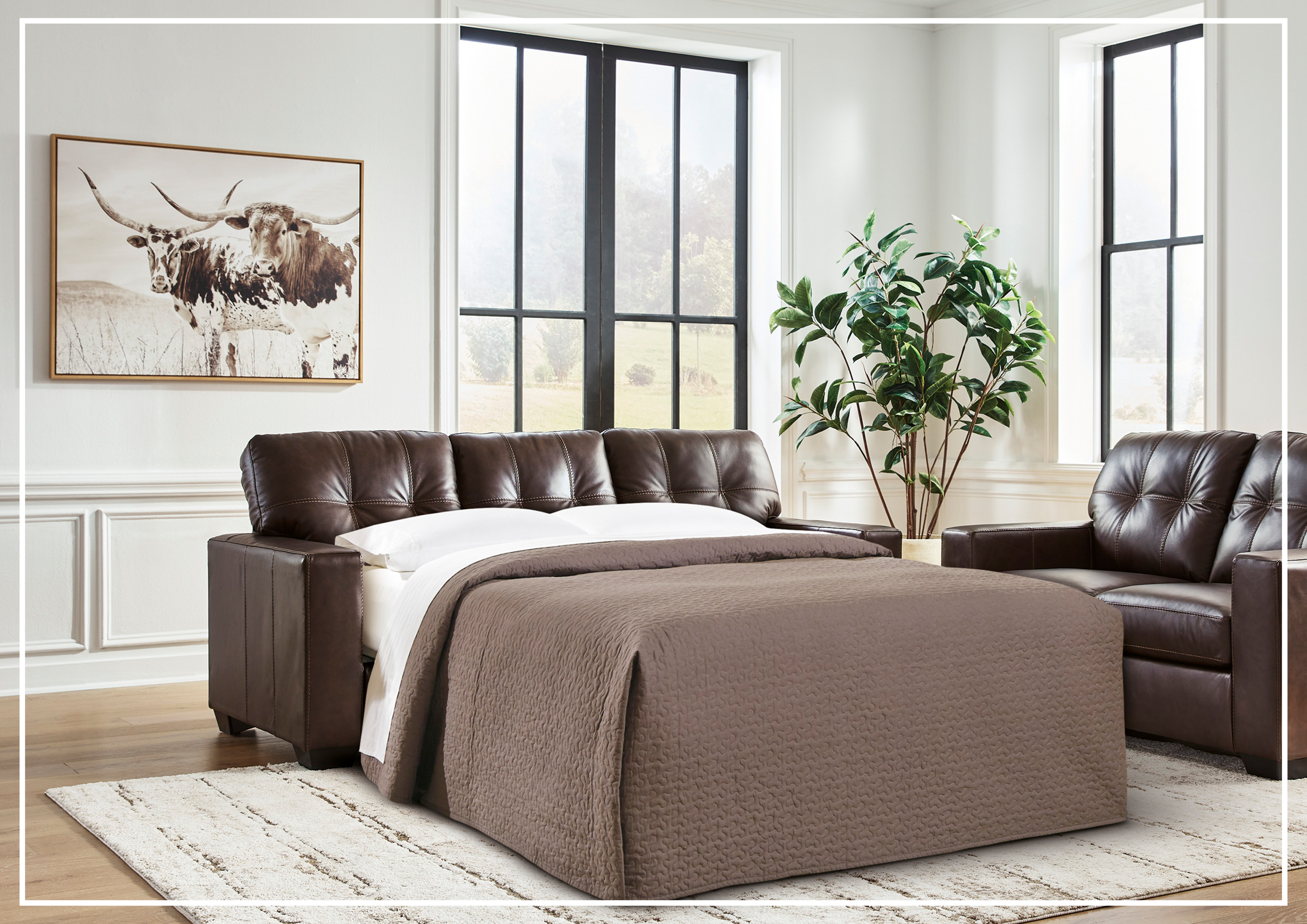 Gio Italia Salvatore 3-Seater Queen Leather Sofa Sleeper - Dark Brown & Black Options | Convertible Sofa Bed for Living Room, Guest Room & Small Spaces