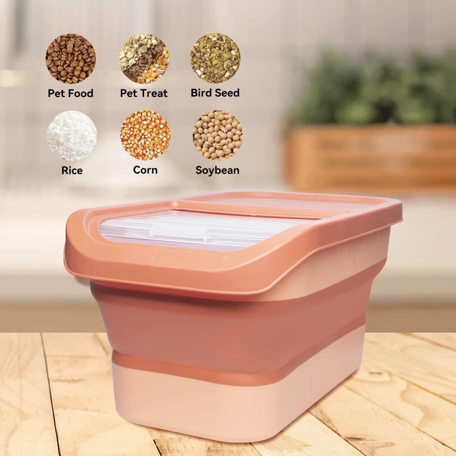 10-13 Lbs Collapsible Dog Food Storage Container with Sliding Lid - Includes Scoop & Silicone Bowl - Airtight Pet Food Storage for Dogs, Cats & Small Animals (Red) - Perfect for Travel, Camping & Home Kitchen Organization