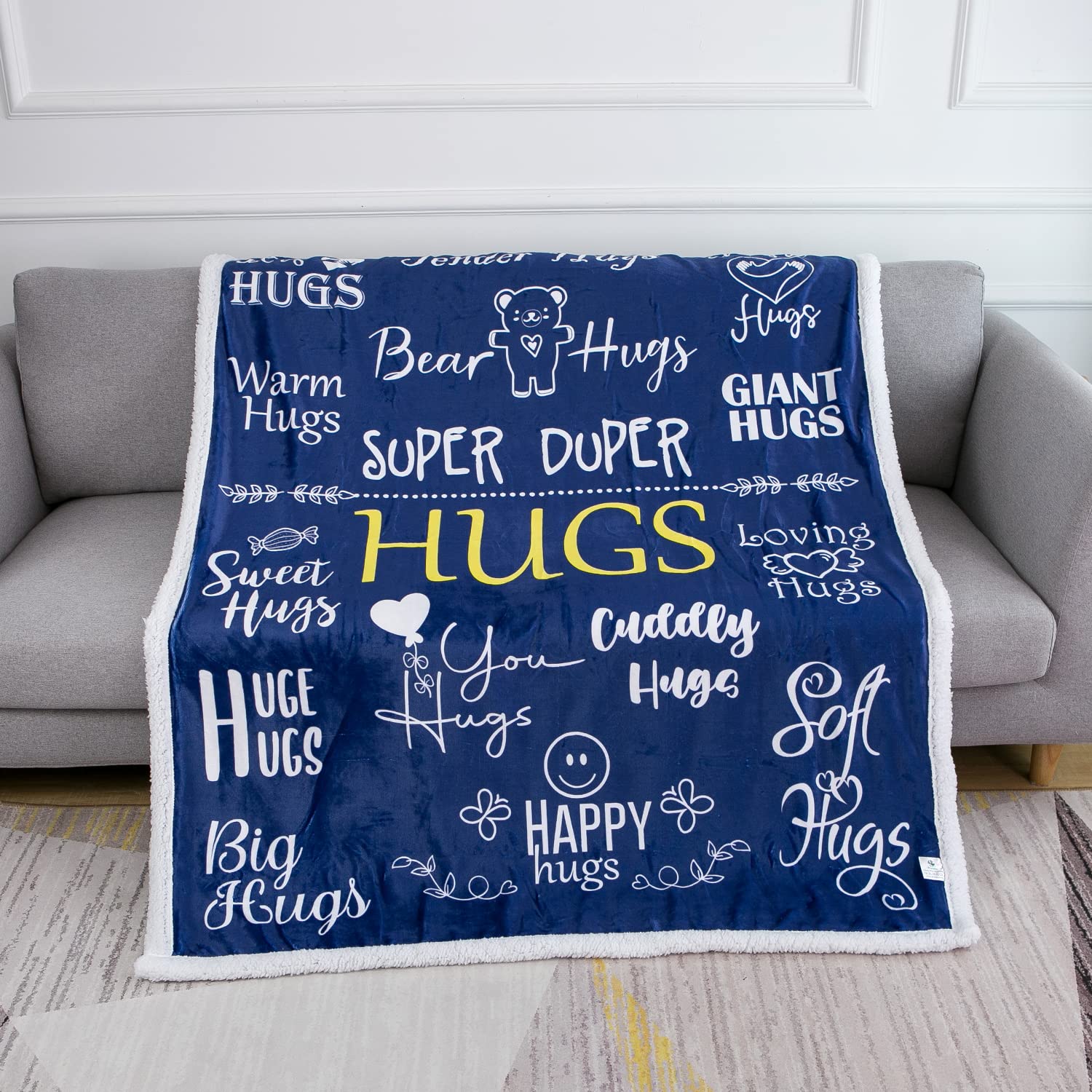 Cozy Sherpa Fleece Blanket - Soft Plush Blanket for Women, Gifts for Loved Ones (Classic Blue, Grey, Purple, Teal) | Machine Washable | Perfect for Cuddling, Get Well Soon Gifts, Christmas Presents & Home Decor