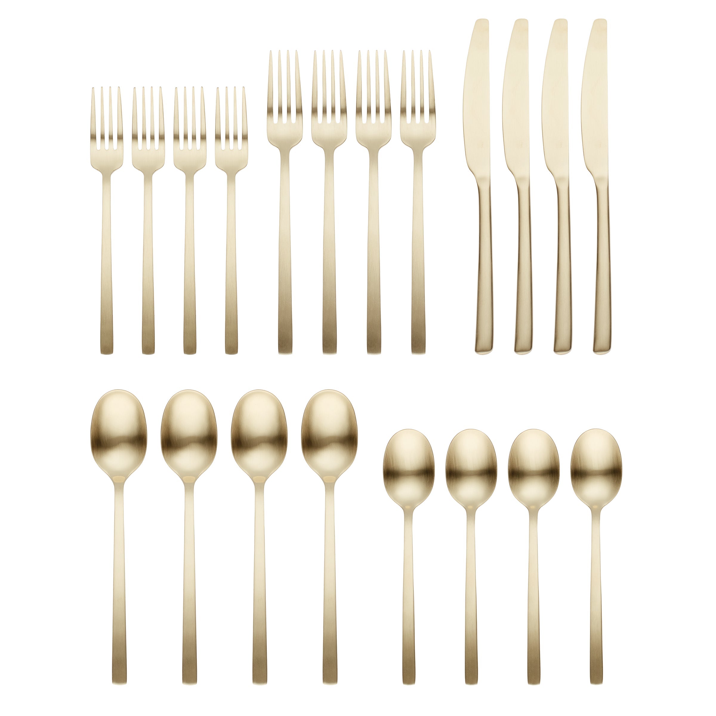 Beacon Champagne Satin 20-Piece Flatware Set - Elegant Stainless Steel Cutlery for Dining, Wedding & Special Occasions