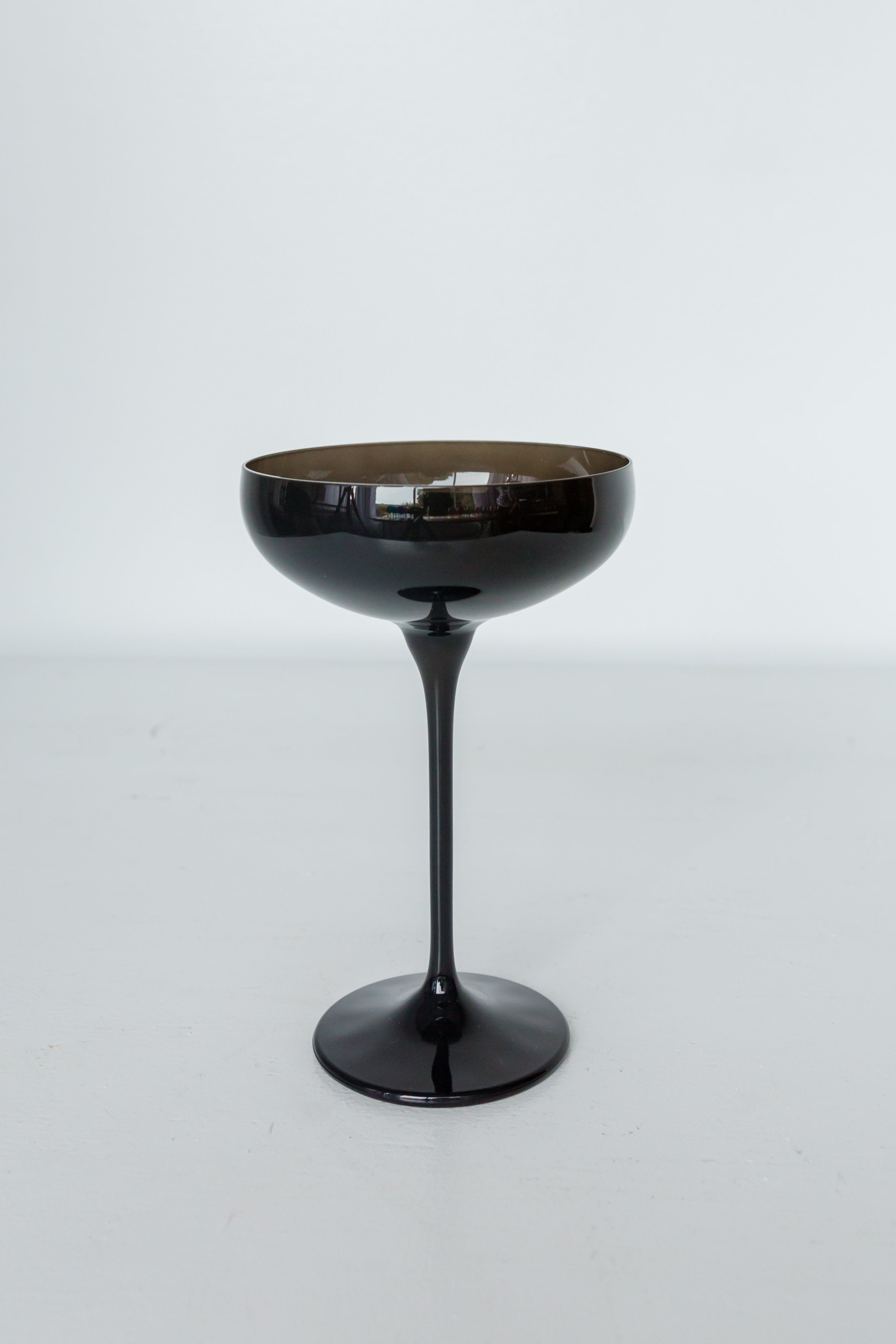 Estelle Colored Champagne Coupe Glasses Set of 2 - Elegant Black Onyx Stemware for Wedding Toasts & Cocktail Parties