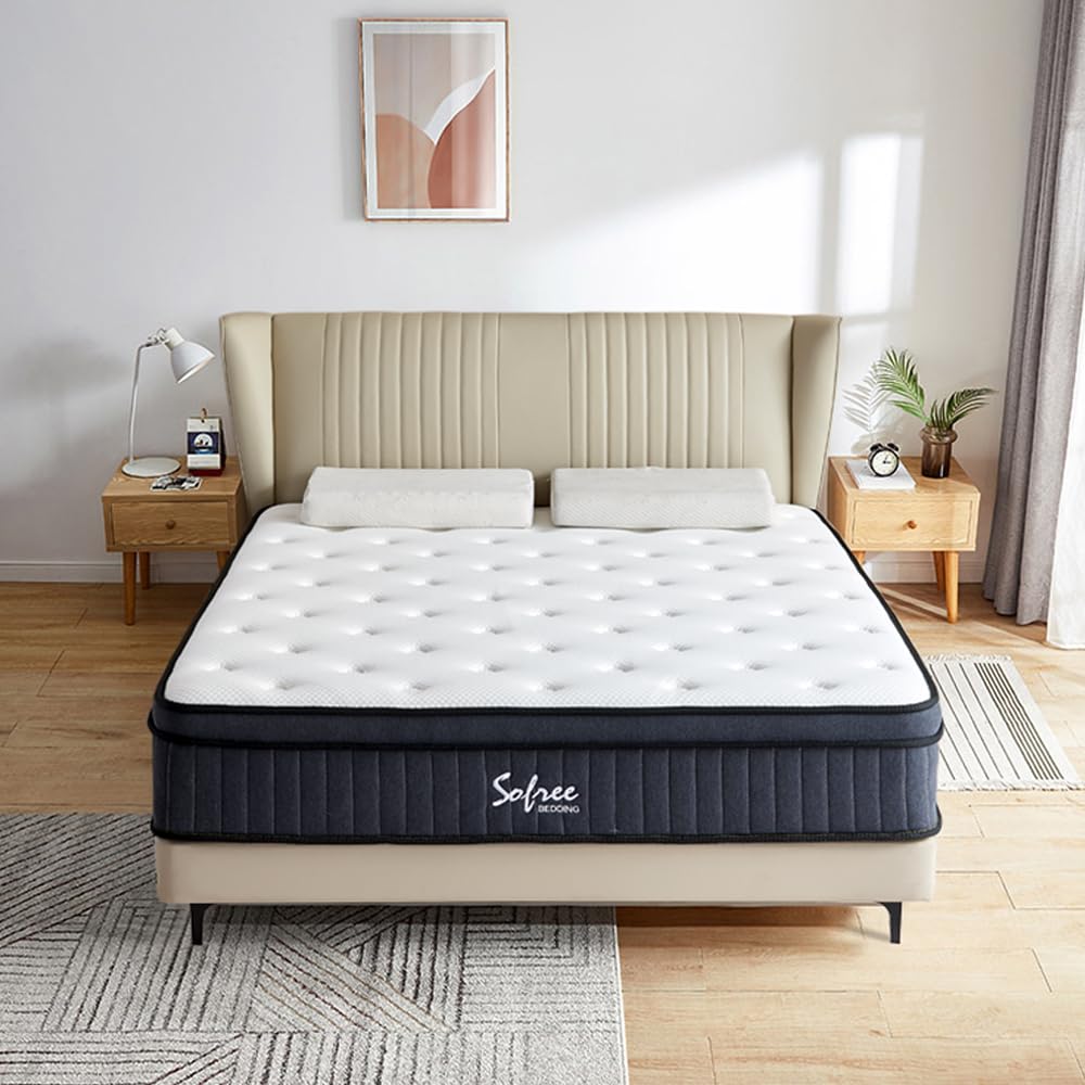 10 Inch Queen Size Memory Foam Hybrid Mattress with Pocket Springs - Medium Firm, Motion Isolation & Edge Support - CertiPUR-US Certified - Perfect for Bedrooms, Guest Rooms & Apartments
