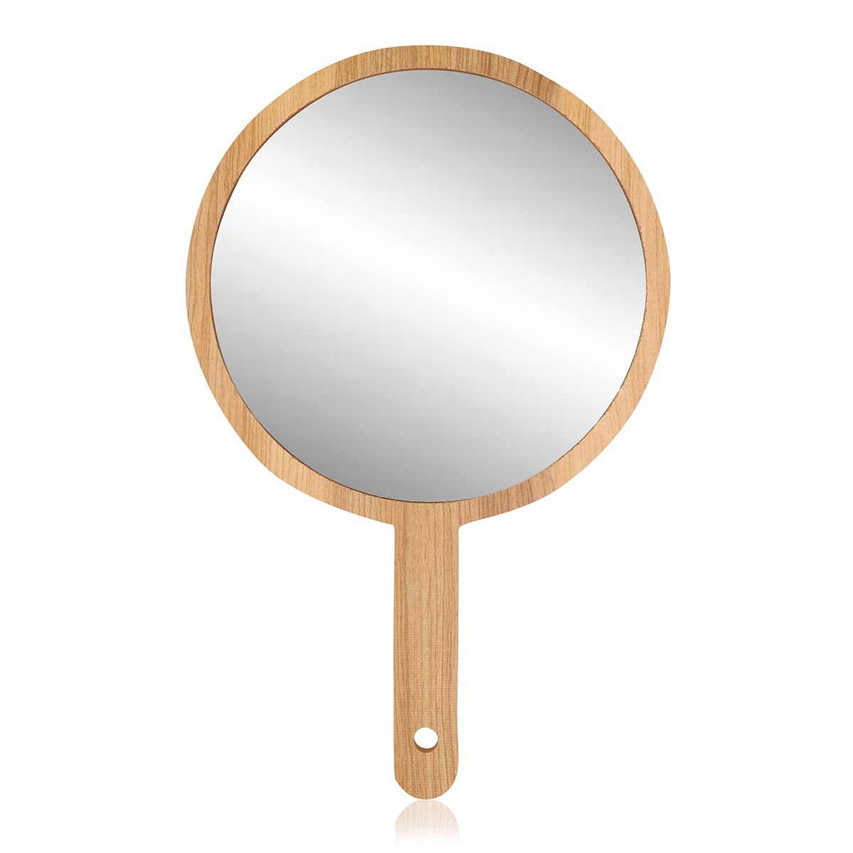 Victor Enterprises 10 Inch Jumbo Round Wooden Handle Makeup Mirror - Perfect for Bathroom Vanity, Dressing Table, Shaving & Travel Kit | Portable Beauty Mirror with Elegant Wooden Frame