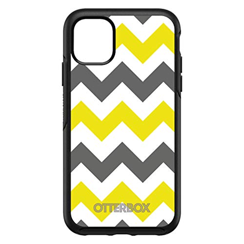 Grey Yellow Chevron Stripes On Black Case