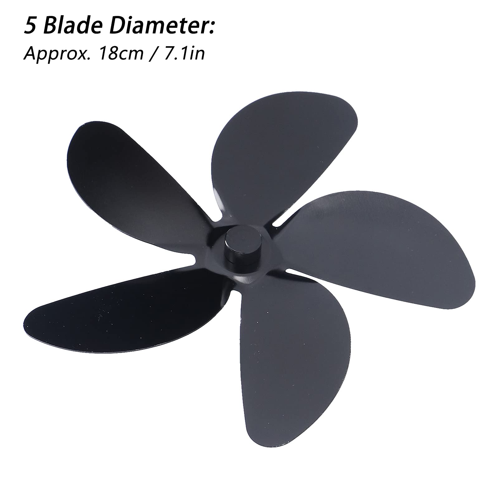 Universal Serlium Fireplace Fan Blade Replacement - 5 Blades Aluminum Alloy Stove Fan for Home Heating - Perfect for Wood Burning Stoves, Pellet Stoves & Fireplace Inserts