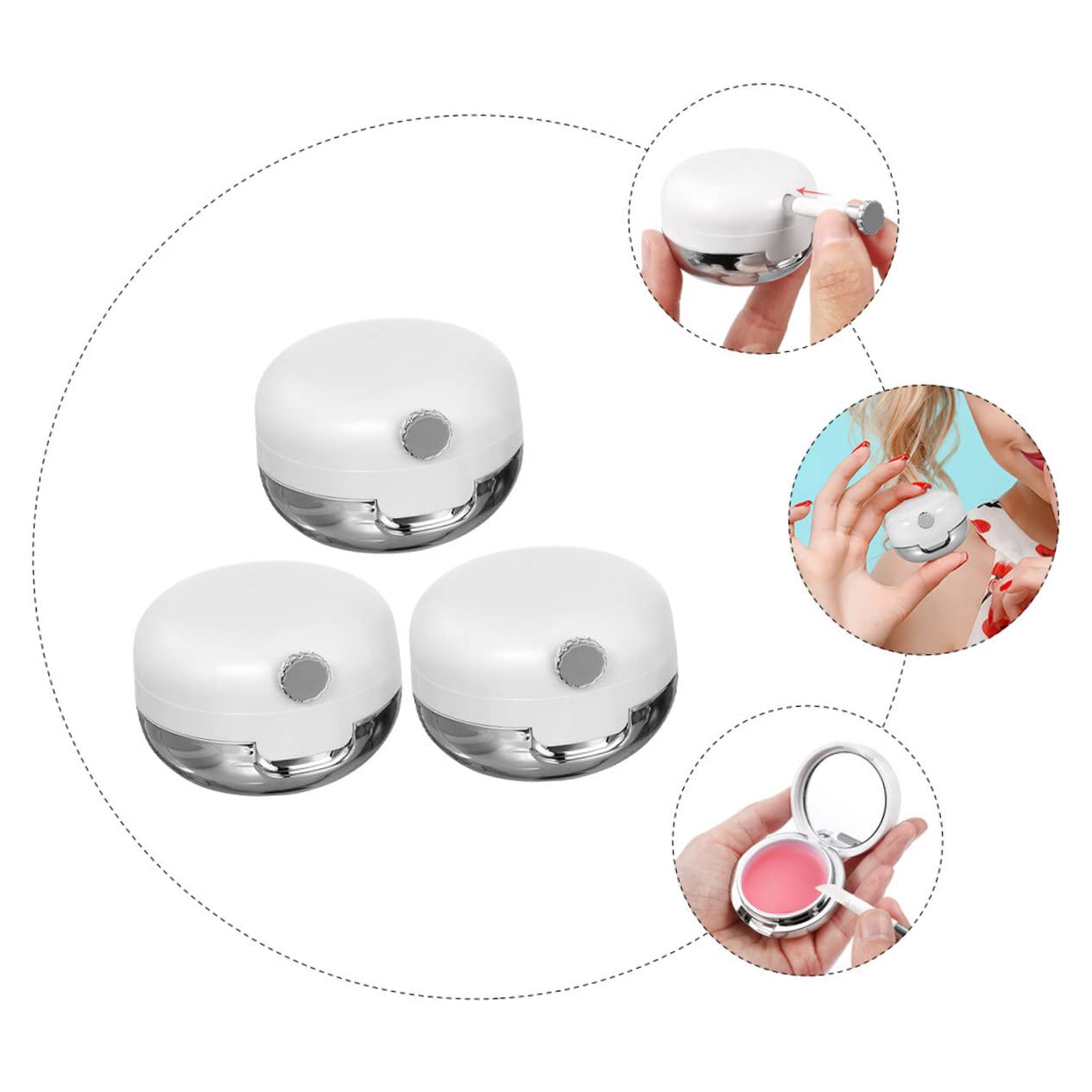 Mini Silicone Lip Brush & Mirror Jars - Travel Portable Cream Containers for Lip Scrub & Makeup