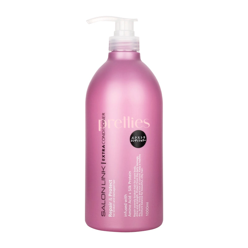 Kumano Yushi Salon Link Extra Conditioner - Repair & Protect Damaged Hair - European Floral Scent - 1000ml (Purple Pink) - For Dry, Frizzy & Color-Treated Hair - Perfect for Home & Salon Use