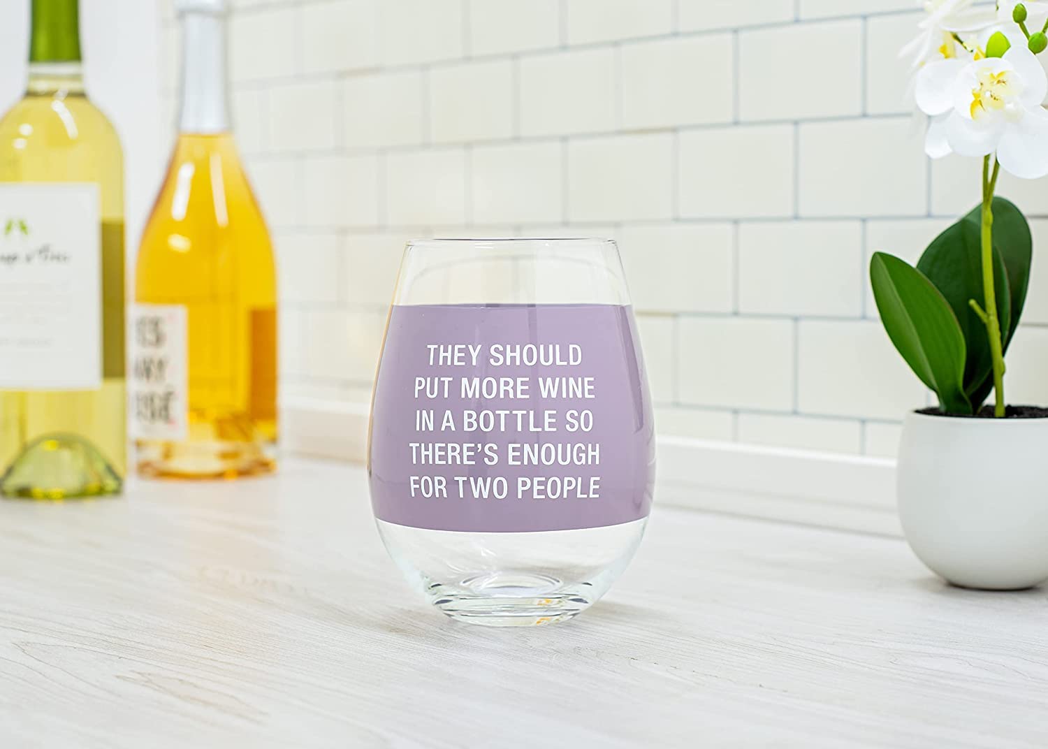 About Face Designs More Wine In A Bottle - 30oz Stemless Wine Tumbler Glass for Two People with Blush Design - Perfect for Romantic Dinners, Wine Tasting Parties & Gift Giving (129887)