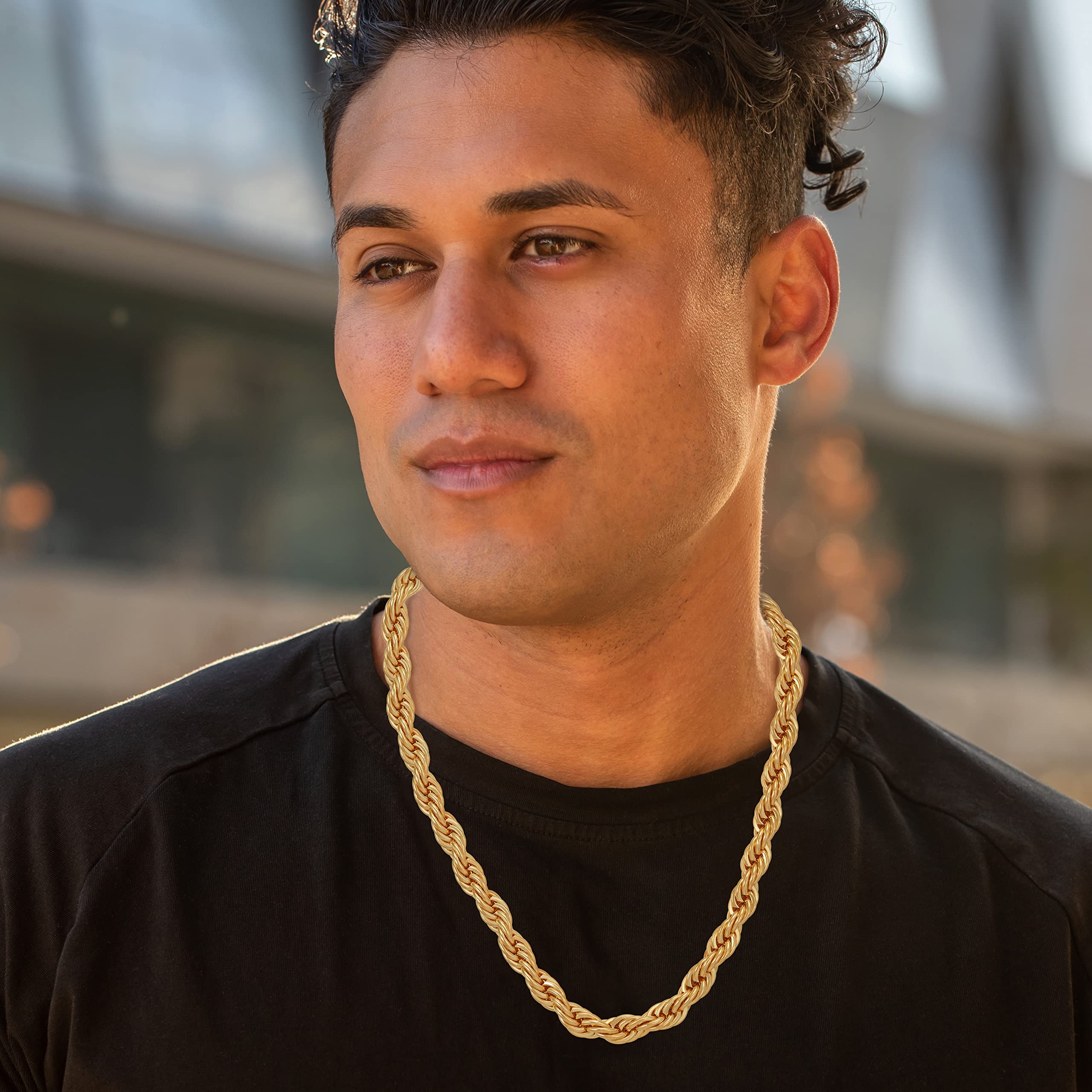 24K Real Gold Plated 9mm Rope Chain Necklace for Women & Men - Lifetime Jewelry for Everyday Wear, Gifts & Special Occasions