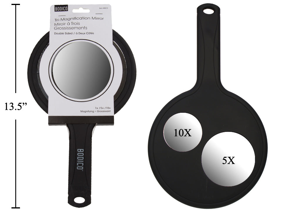 BODICO 3-in-1 Makeup Mirror with 1x/5x/10x Magnification - Portable Vanity Mirror for Precise Makeup Application, Skincare & Grooming - Perfect for Home, Travel & Salon Use