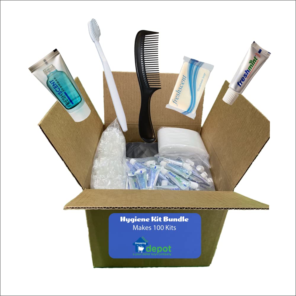 5-Piece Hygiene Kit Bundle - Supplies to Make 100 Kits | Travel, Emergency Preparedness & Care Package Essentials