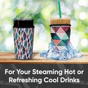Baxendale Neoprene Iced Coffee Sleeve 2 Pack - Large 32oz Reusable Insulated Cup Holder - Animal Print Design for Cold Drinks - Perfect for Iced Coffee, Smoothies & Bubble Tea at Home, Office or Travel