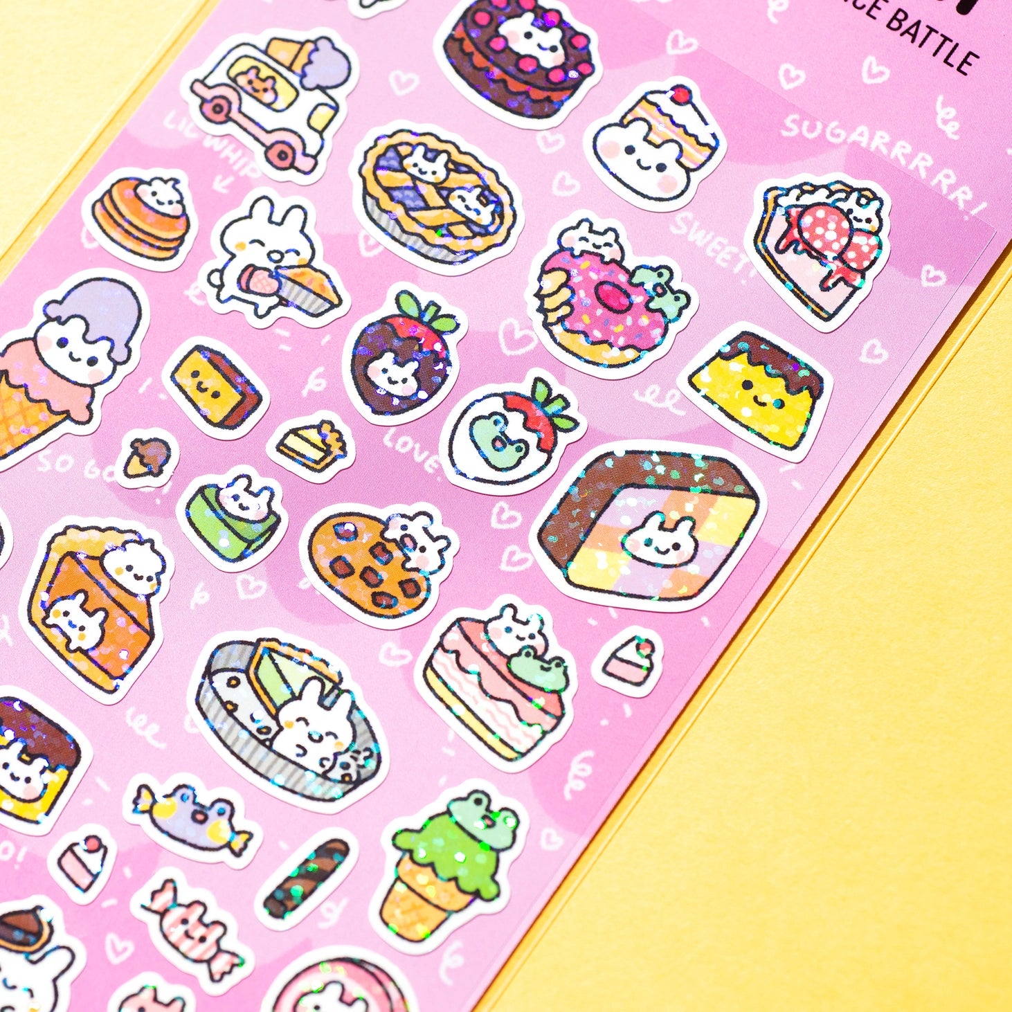 Sweet Day Glitter Sticker Sheet - 100+ Decorative Stickers for Scrapbooking, Journals, Planners & DIY Crafts - Waterproof & Durable for Long-Lasting Use