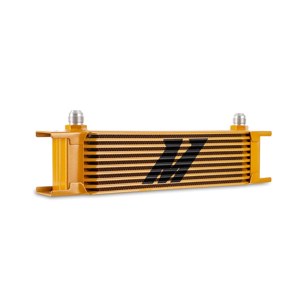 Mishimoto MMOC-10-8GD Universal 10-Row Oil Cooler with 8AN Fittings in Gold Finish - High-Performance Cooling for Racing, Off-Road & Performance Vehicles