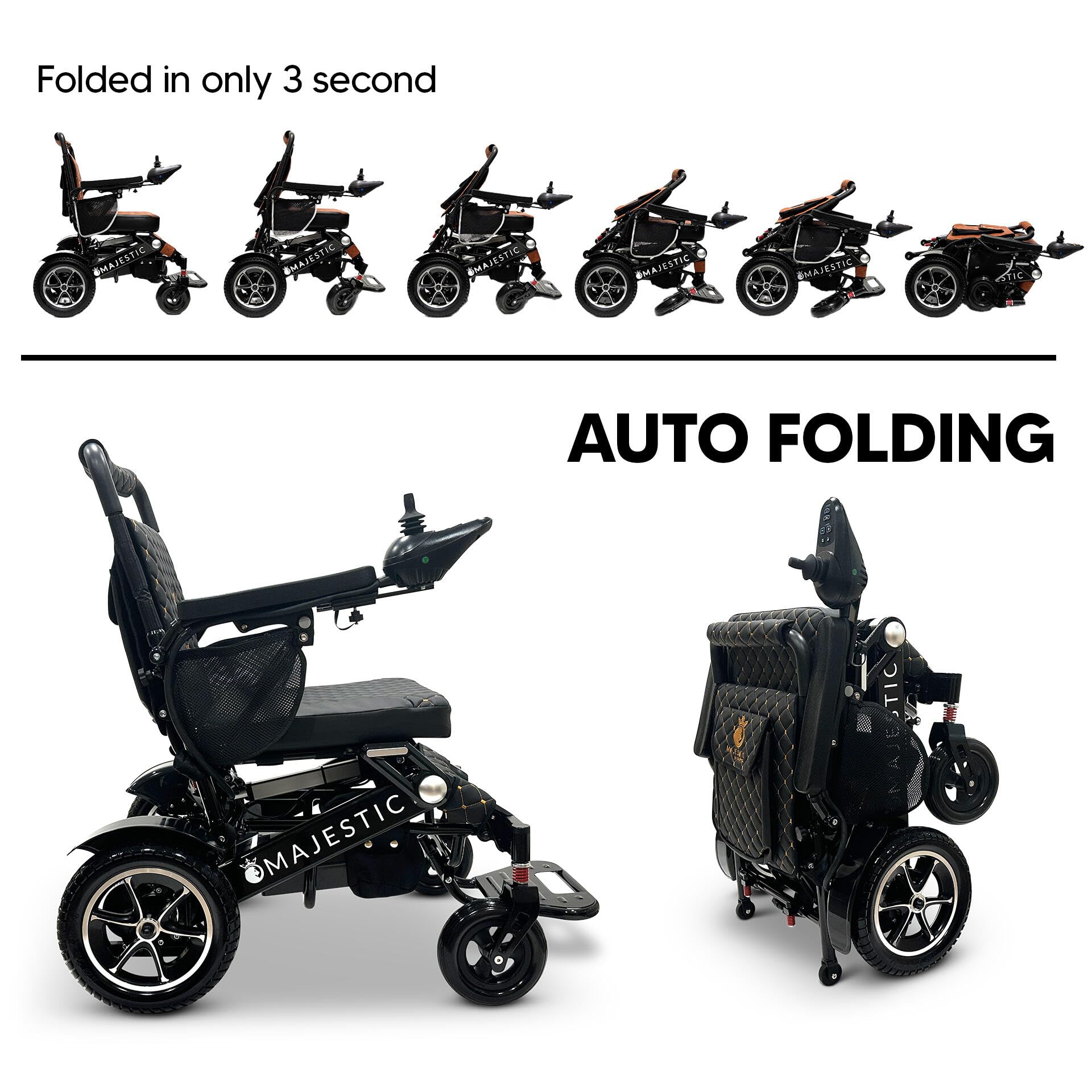 Majestic IQ-7000 Auto Folding Electric Wheelchair for Adults - Lightweight Mobility Scooter with 19 Miles Range - Compact Power Chair for Seniors & Disabled - Perfect for Indoor/Outdoor Use, Travel & Daily Activities