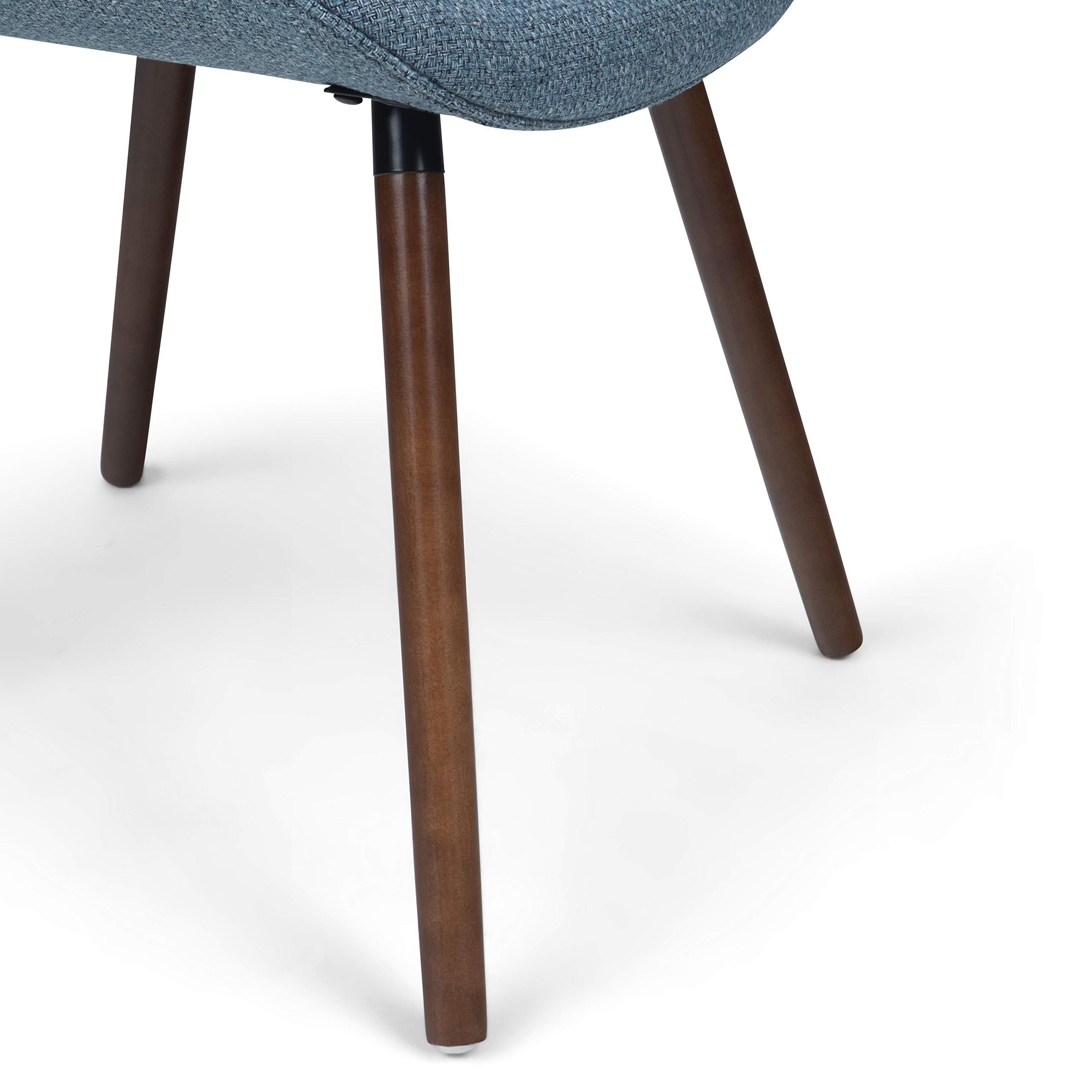 SIMPLIHOME Malden Dining Chair - Denim Blue Woven Fabric, Bentwood Design with Walnut Veneer Legs, Modern Curved Seat (22.8