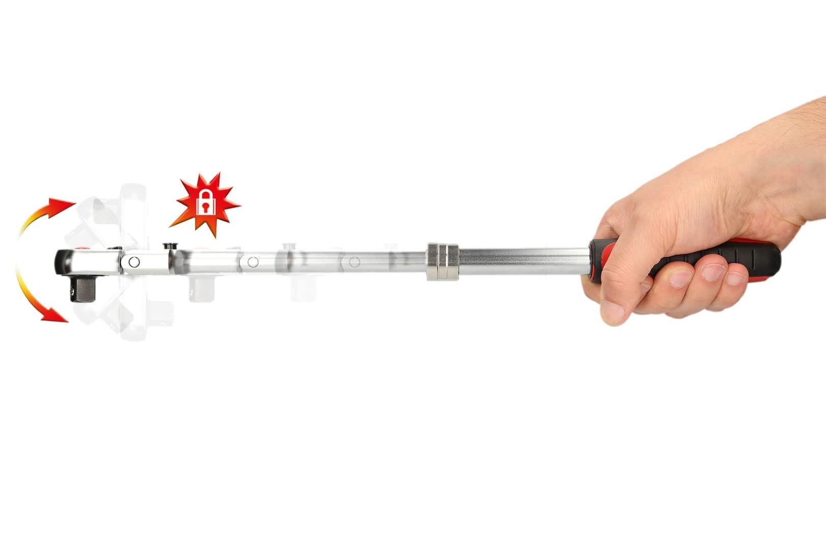 KS TOOLS SlimPower 914.1220 1/2 Inch 72-Tooth Telescopic Reversible Ratchet - Professional Automotive & DIY Tool for Tight Spaces & Hard-to-Reach Areas