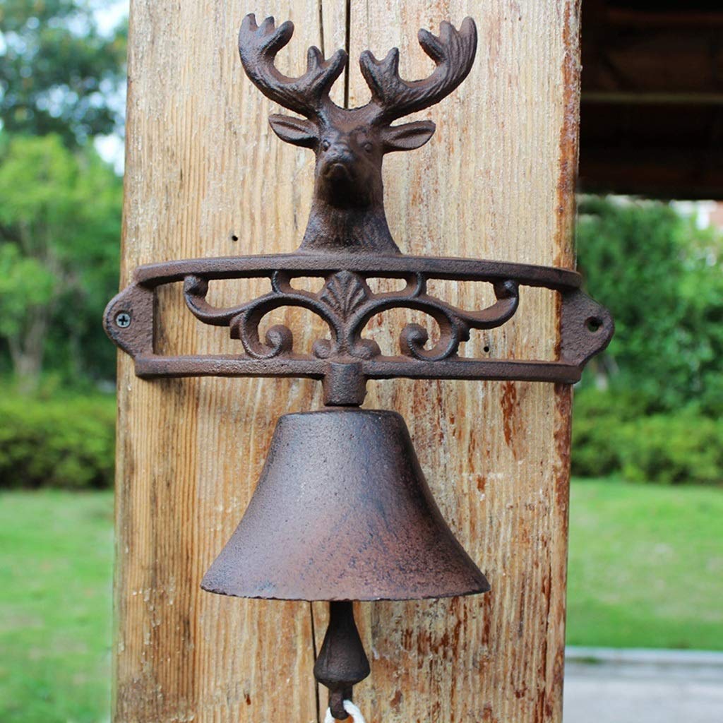Vintage Cast Iron Farm Bell - Large Antique Style Outdoor Dinner Bell for Church, School & Garden Decor - Handcrafted Retro Wall Hanging Wind Chime & Doorbell - Perfect for Rustic Home, Farmhouse, Porch & Yard Decoration