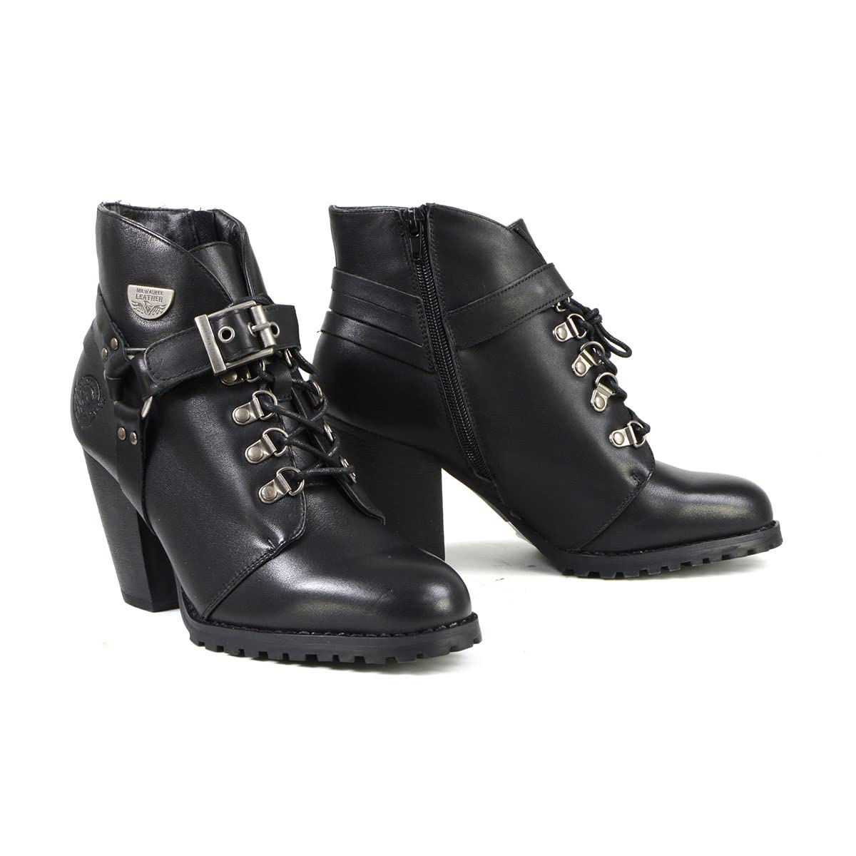 Milwaukee Leather Women's Premium Leather Motorcycle Boots - Classic Biker Style for Casual Riding & Fashion | Durable & Comfortable for Daily Wear & Motorcycle Adventures