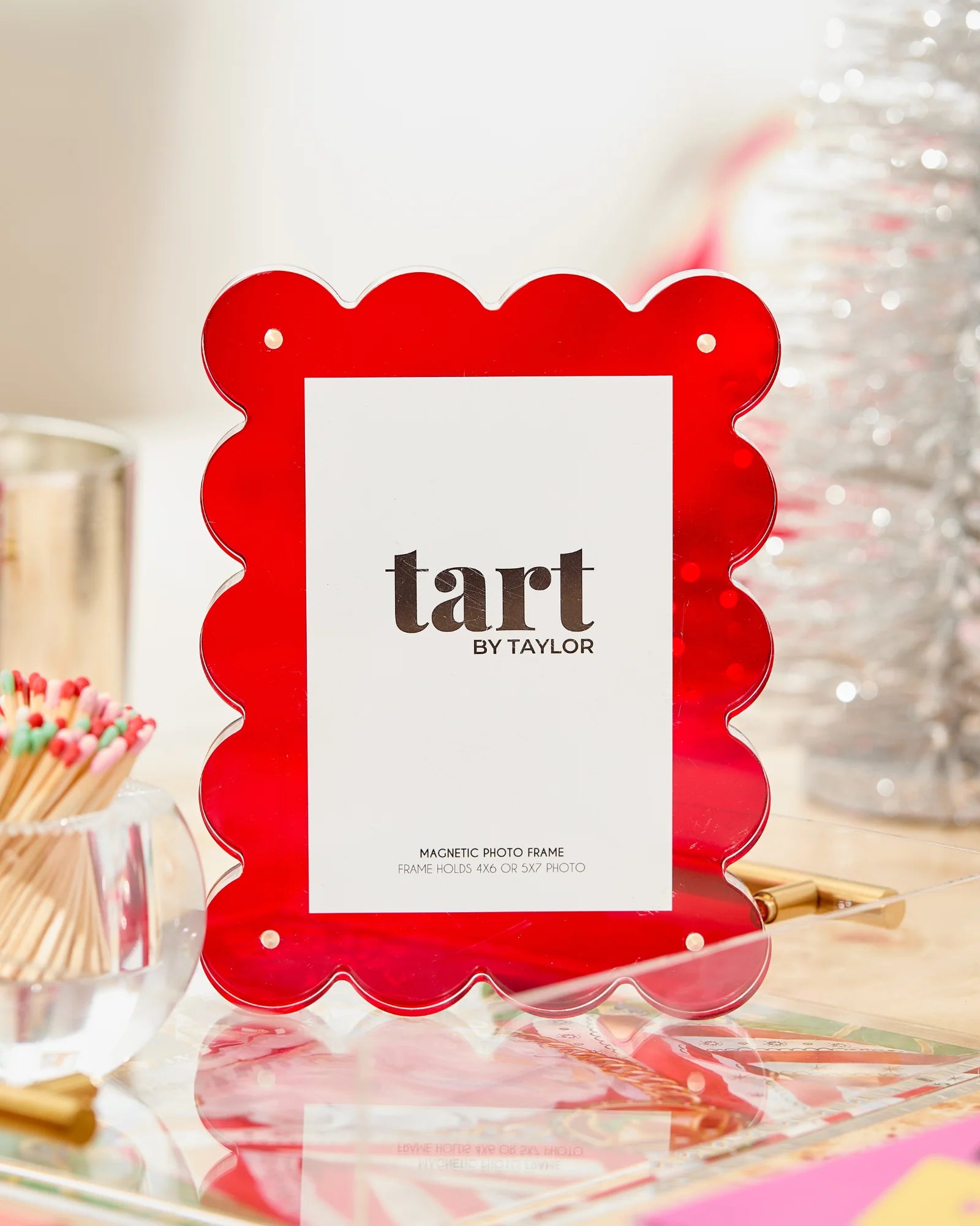 Red Acrylic Picture Frame - 8x10 Inch Modern Photo Display for Wall, Tabletop, or Desk - Perfect for Home, Office, and Gift Giving