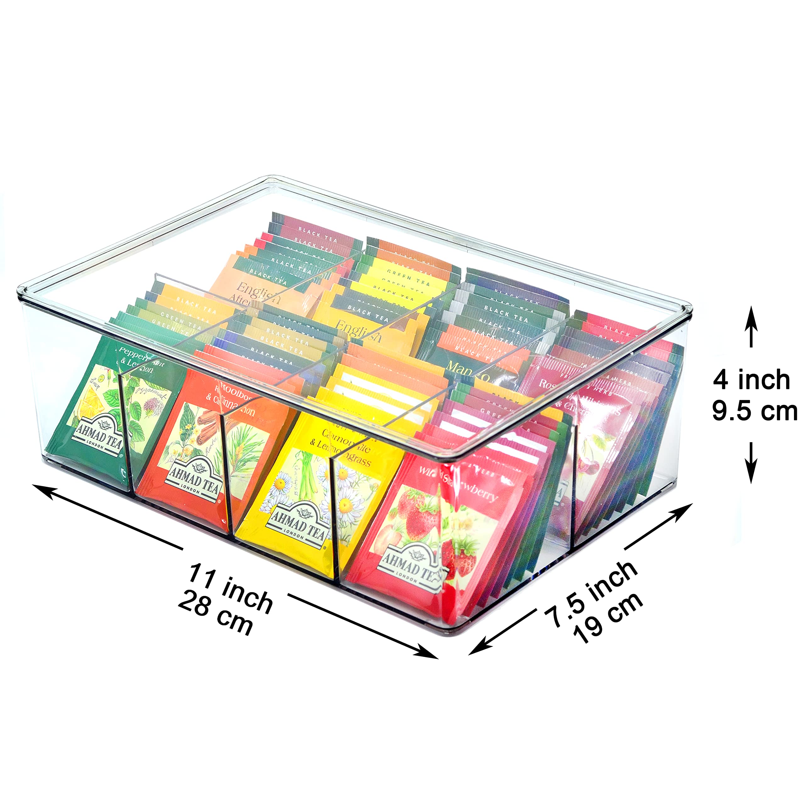 Youngever 8-Compartment Plastic Tea Packet Organizer with Lids - 11