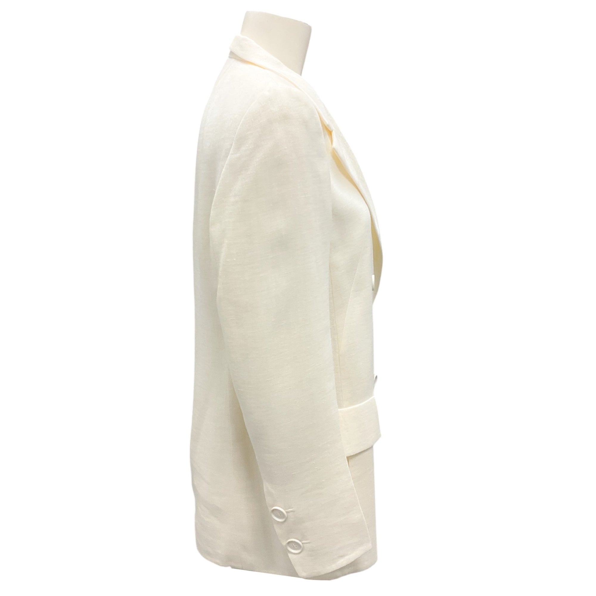 Akris Ivory Double Breasted Linen Blazer for Women - Elegant Summer Office Jacket - Perfect for Business Meetings & Formal Events