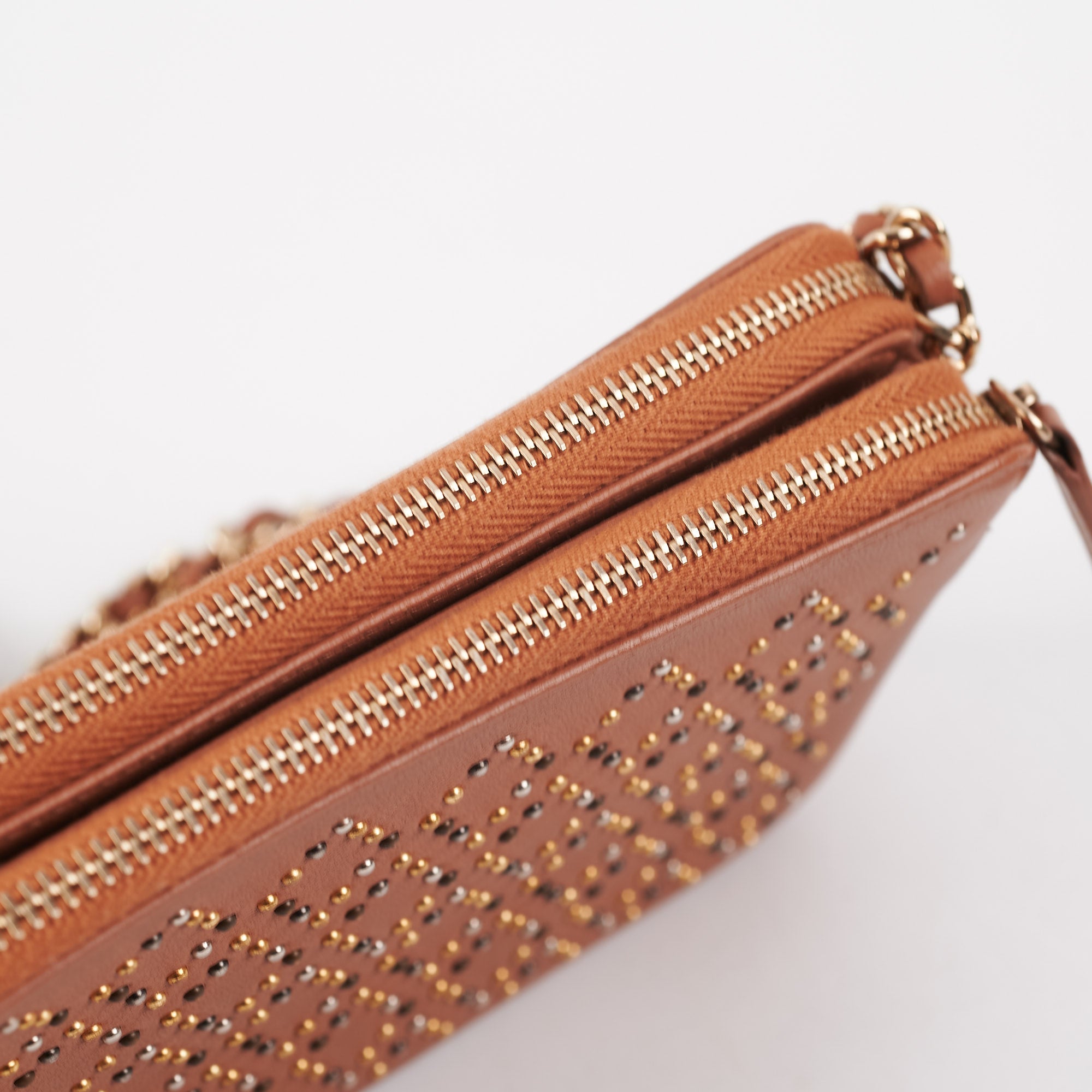 Chanel Studded Wallet on Chain Lambskin Brown Crossbody Bag - Luxury Designer Purse for Women, Perfect for Evening Parties & Date Nights