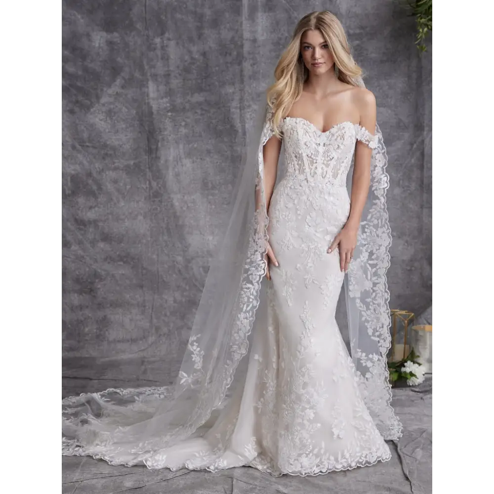 Maggie Sottero Harlem Lane Wedding Dress – Elegant Lace Bridal Gown for Church Ceremony & Outdoor Photography