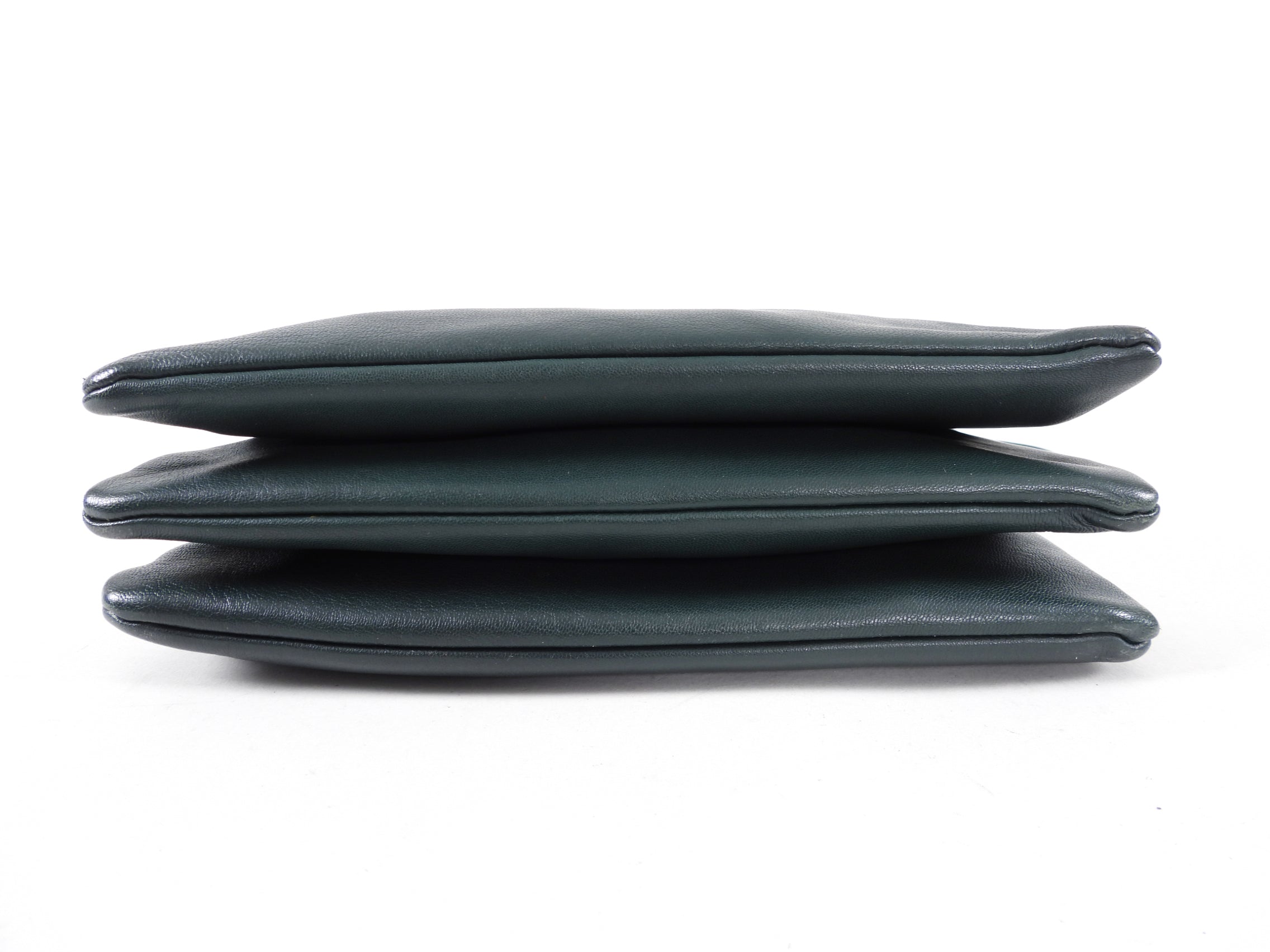 Celine Dark Green Smooth Leather Large Trio Crossbody Bag for Women | Luxury Designer Handbag for Everyday Use, Work & Travel