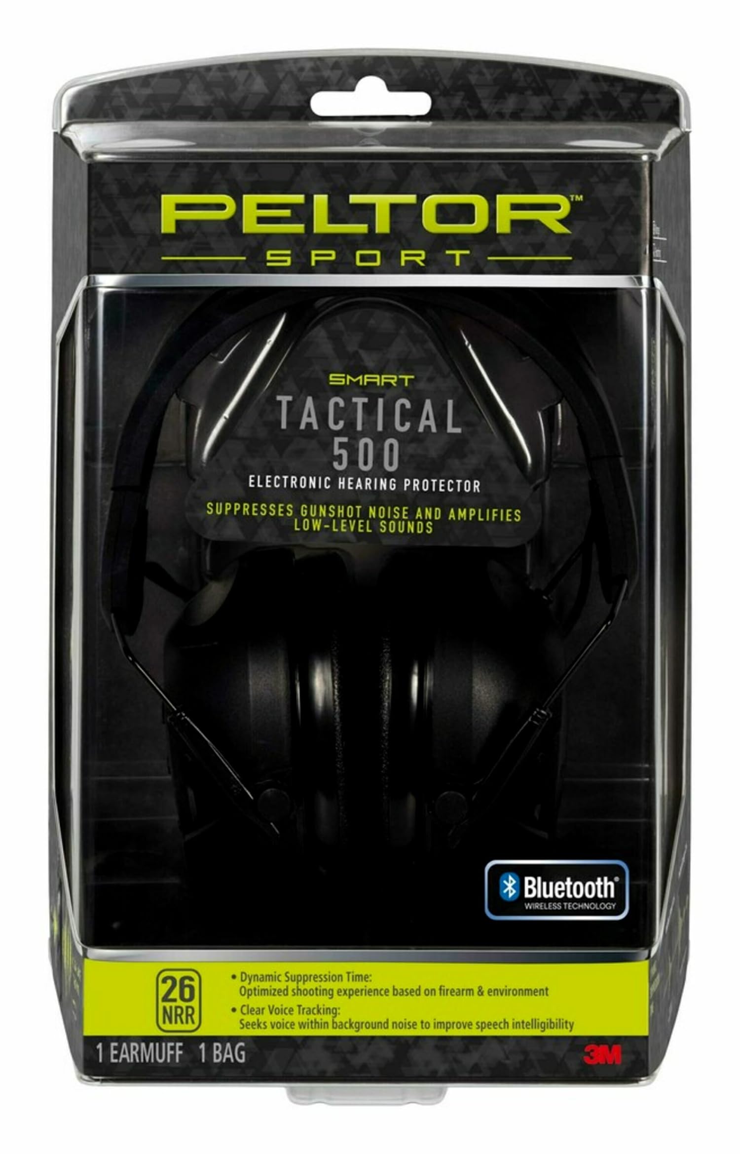 3M Peltor Sport Tactical 500 Smart Electronic Hearing Protector with Disposable Earplugs - Shooting Range, Hunting & Outdoor Noise Protection Gear