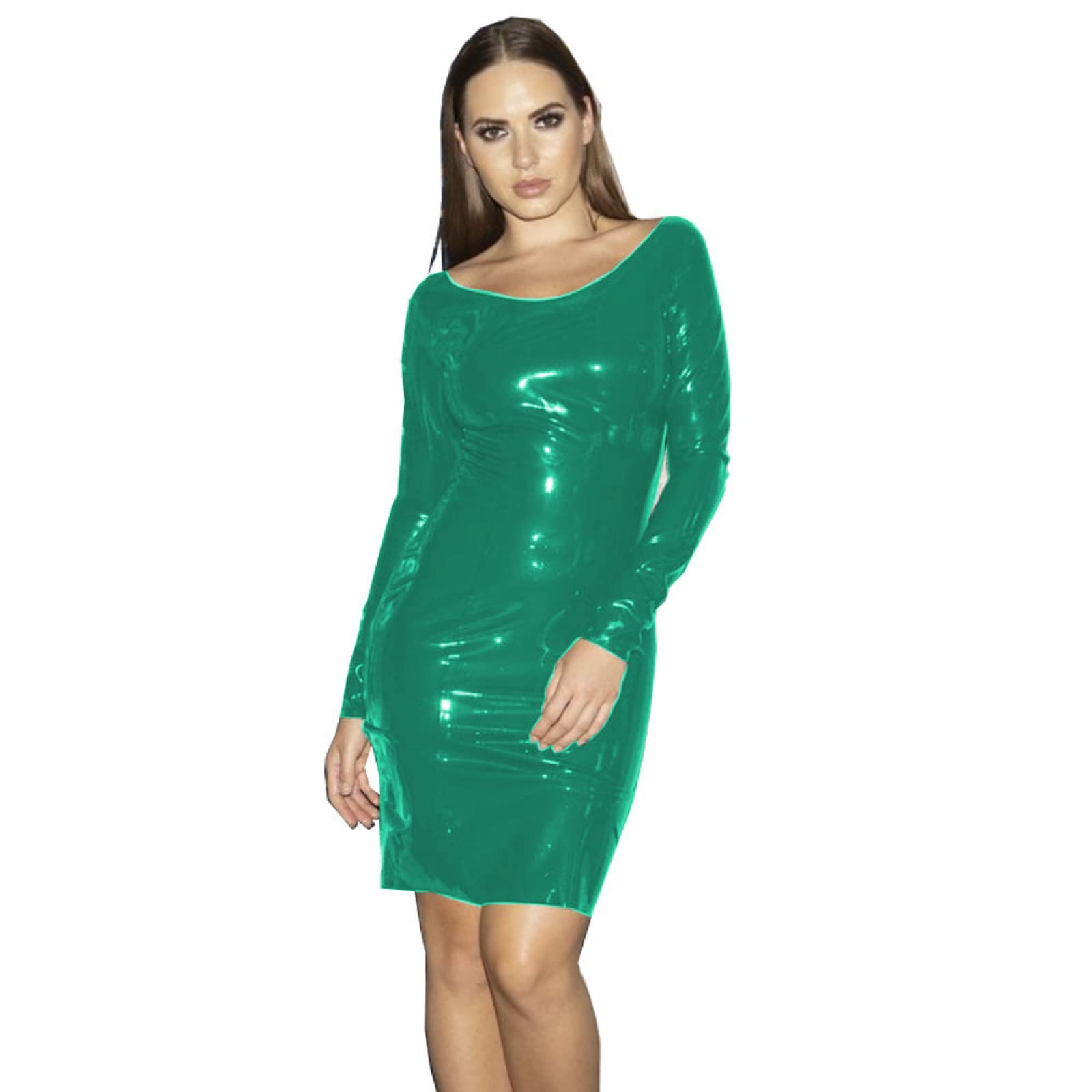 Faux Leather Pencil Dress - Elegant O-Neck Bodycon Dress for Women | Sexy Slim Fit Plus Size Fashion | Perfect for Office, Party & Date Night Outfits