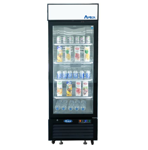 Atosa 24 Inch Commercial Merchandiser Refrigerator with 1 Glass Door - Black Exterior for Grocery Stores, Delis, and Convenience Shops