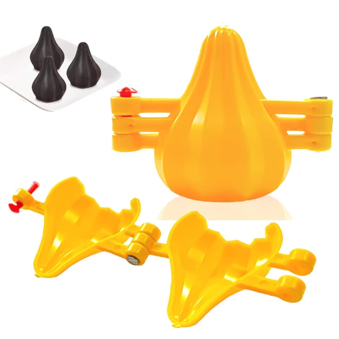 APOLLINE INDIA® Plastic Ganpati Modak Mould Set - 2 Piece Medium No.2 (2 Fold Modak Maker) for Ganesh Festival & Indian Sweet Making | Perfect for Modak, Dumplings & Traditional Desserts