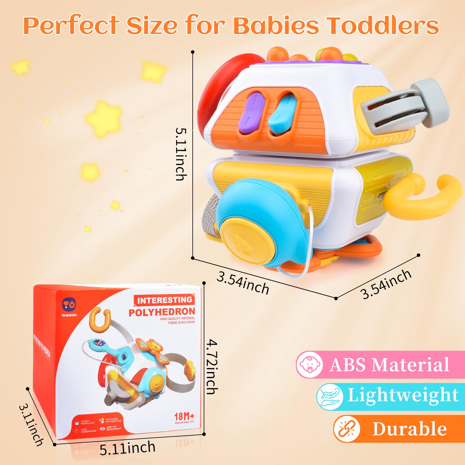 Montessori Sensory Toys for Toddlers 1-5 Years Old - Busy Cube with Airplane, Car & Travel Activities - Educational Learning Toys for Boys & Girls - Perfect for Easter Basket Stuffers & Travel Gifts (12-24 Months) - Ideal for Home, Classroom & Airplane Entertainment